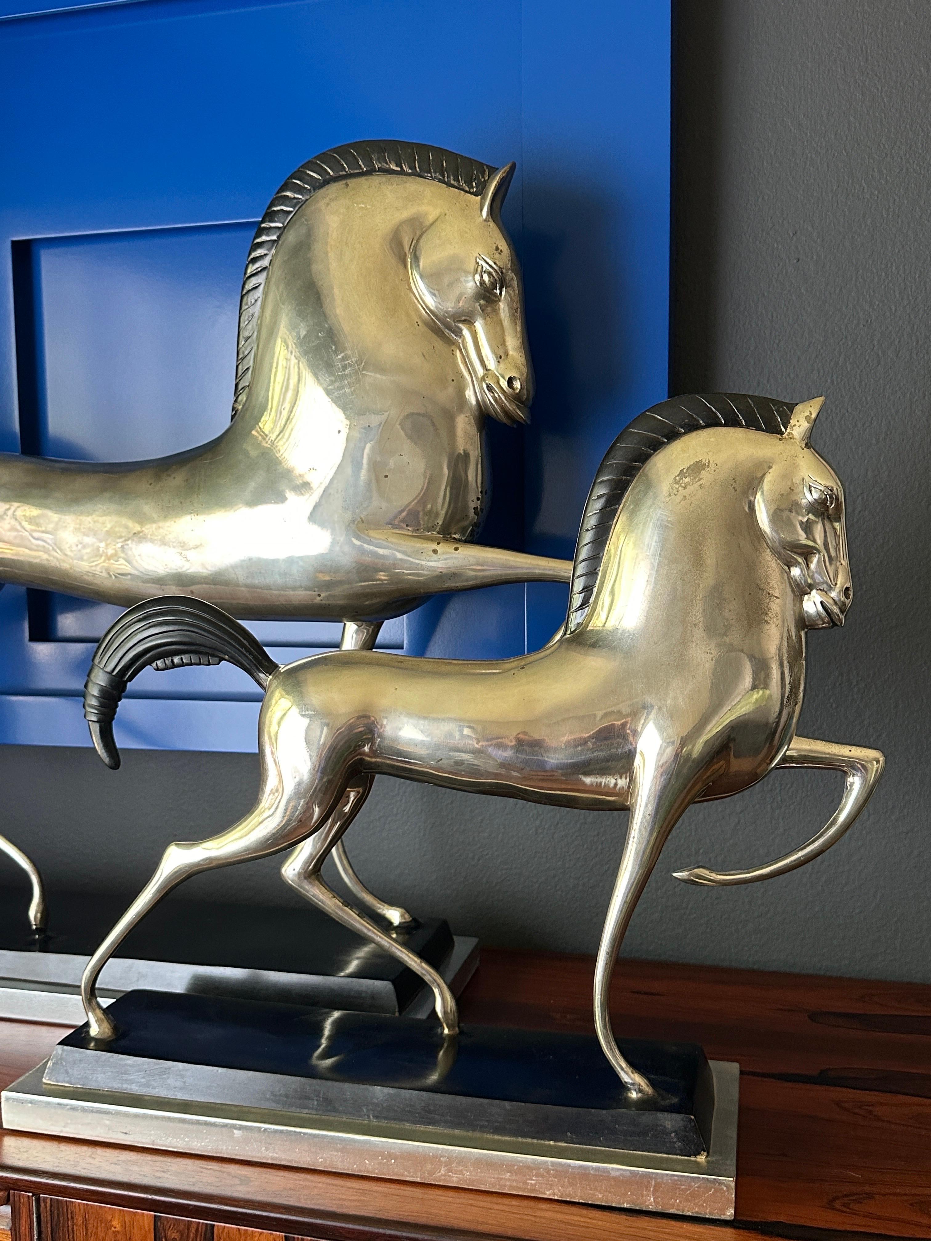 Large Art Deco Style Etruscan Horse Sculpture For Sale 5