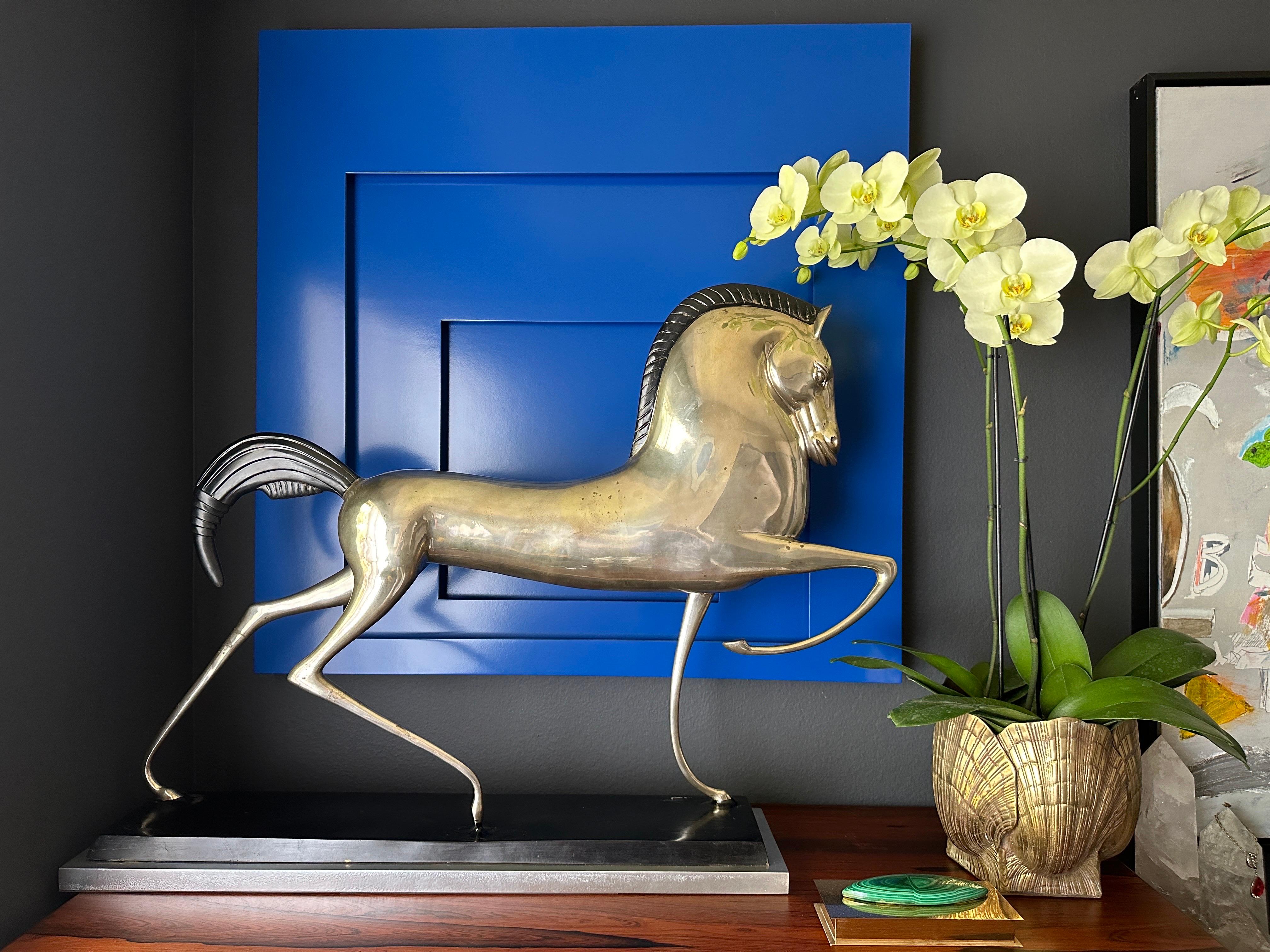 Large Art Deco Style Etruscan Horse Sculpture For Sale 8