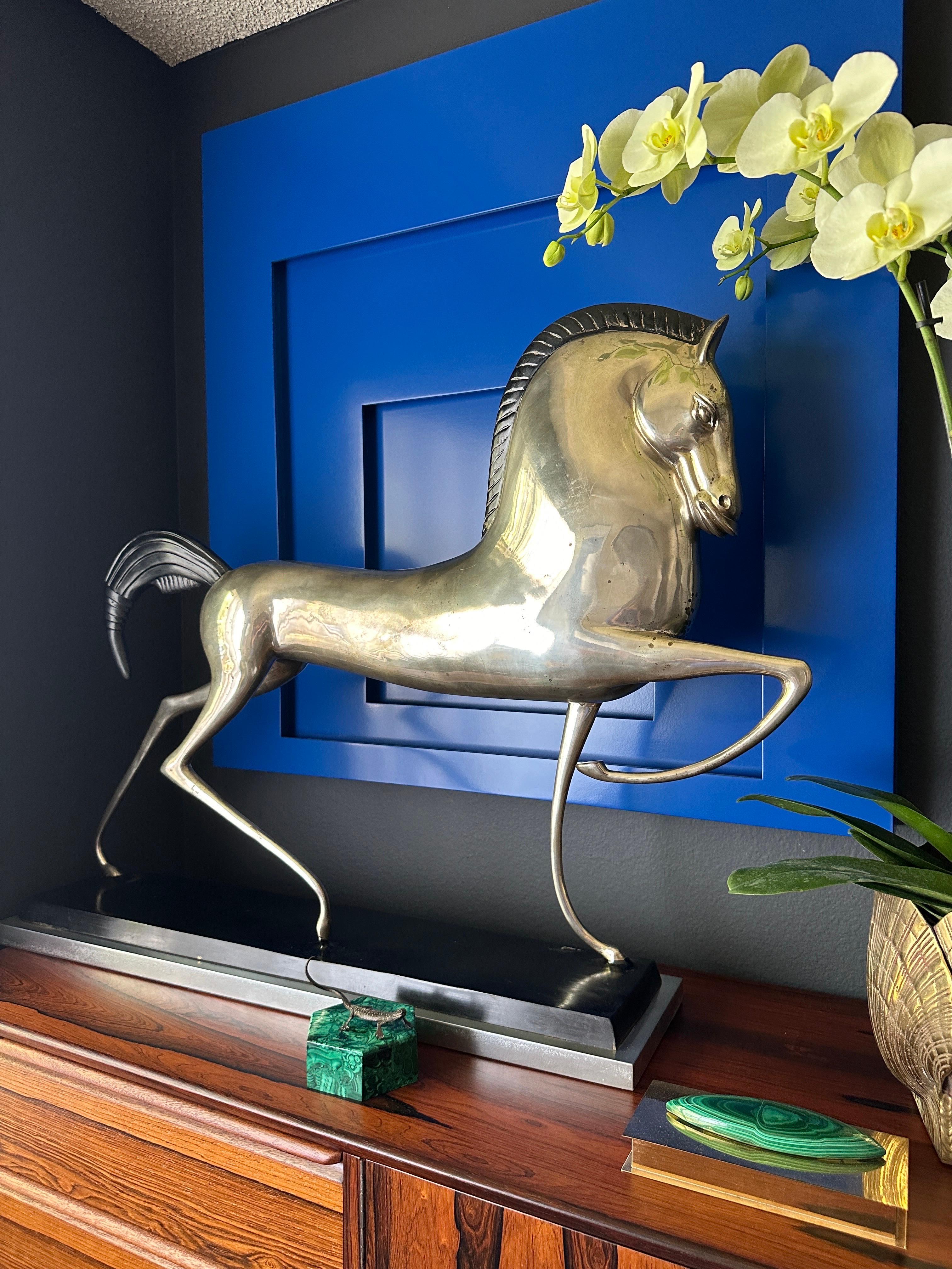 Large Art Deco Style Etruscan Horse Sculpture For Sale 9