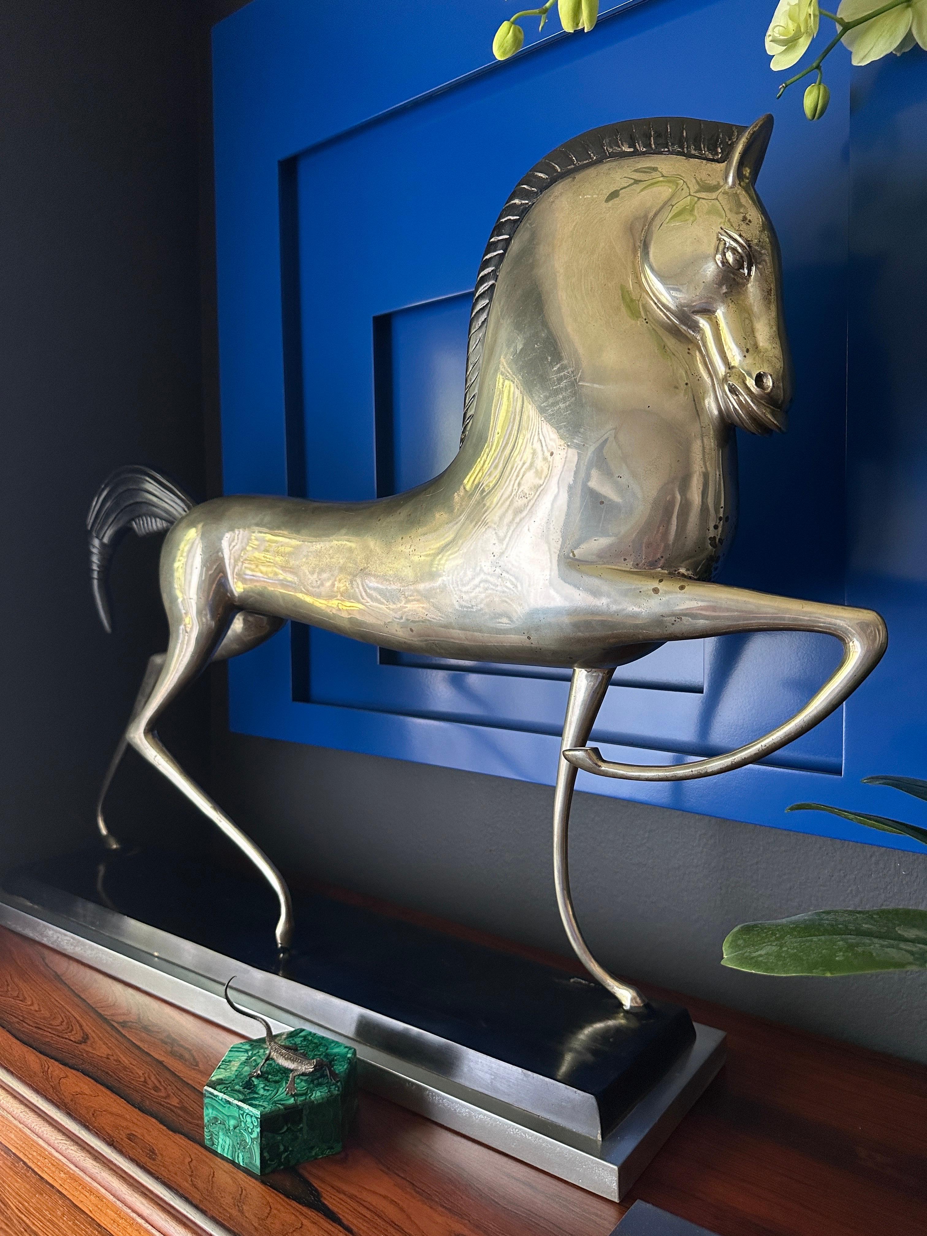Large Art Deco Style Etruscan Horse Sculpture For Sale 10