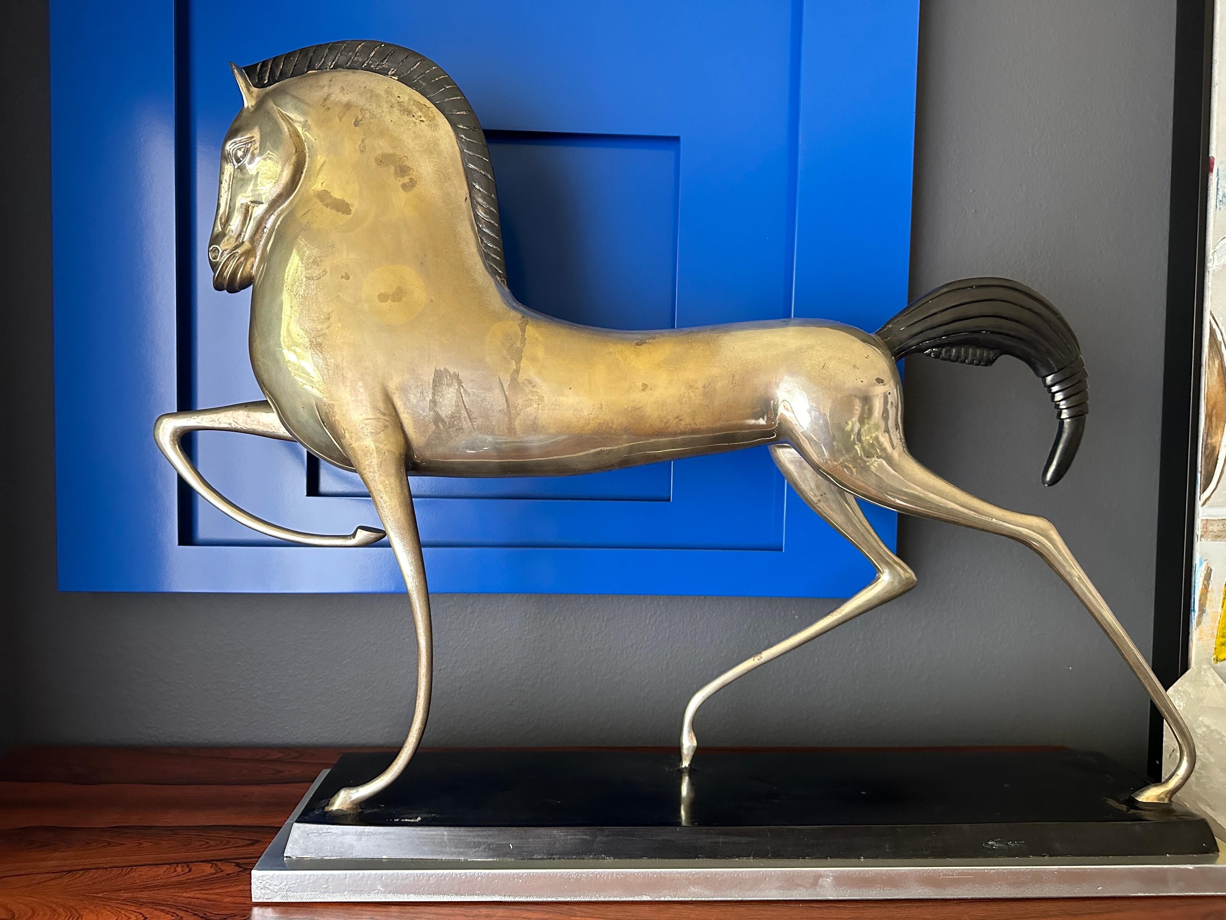 Large Art Deco Style Etruscan Horse Sculpture For Sale 11