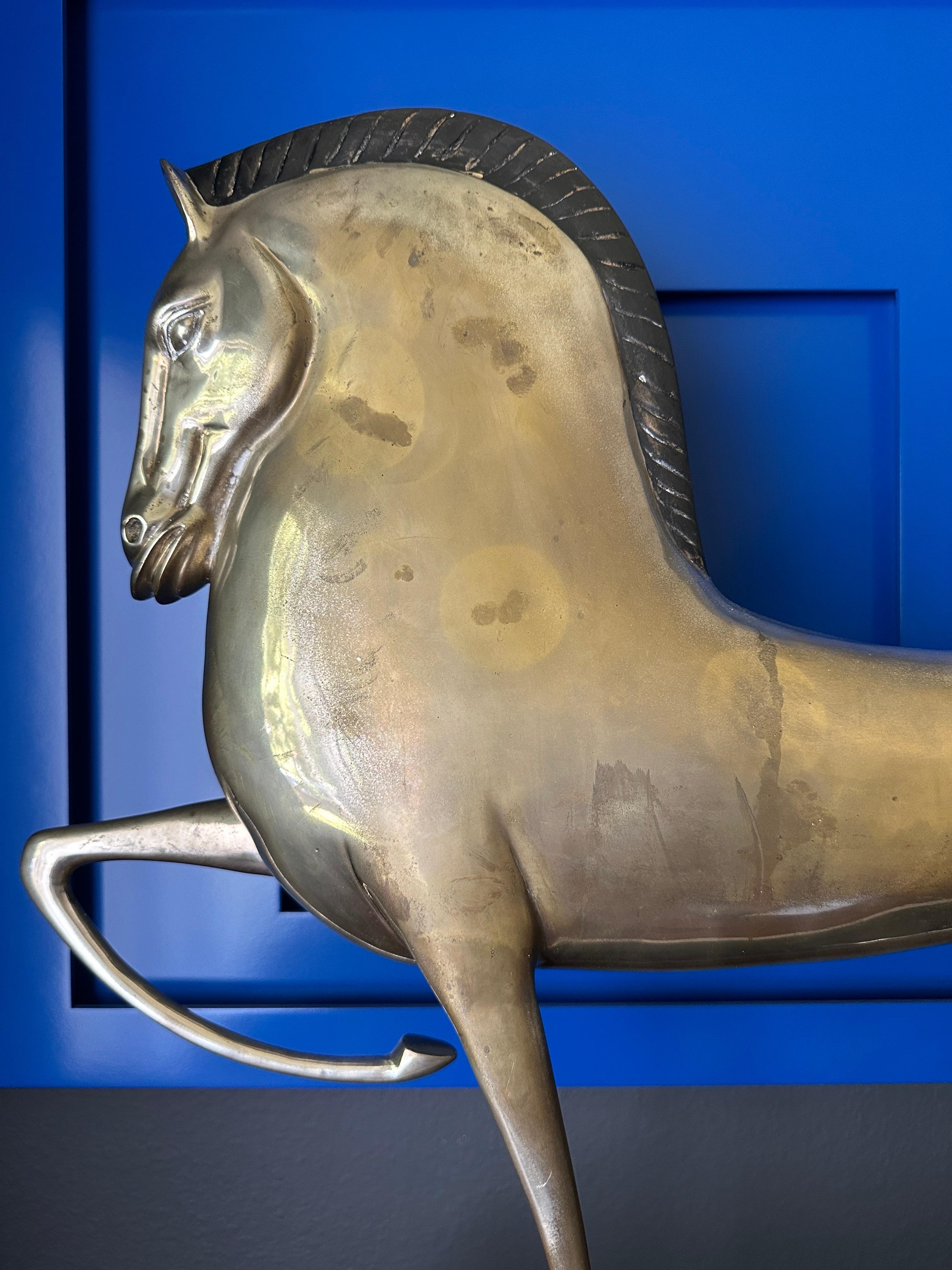 Large Art Deco Style Etruscan Horse Sculpture For Sale 12