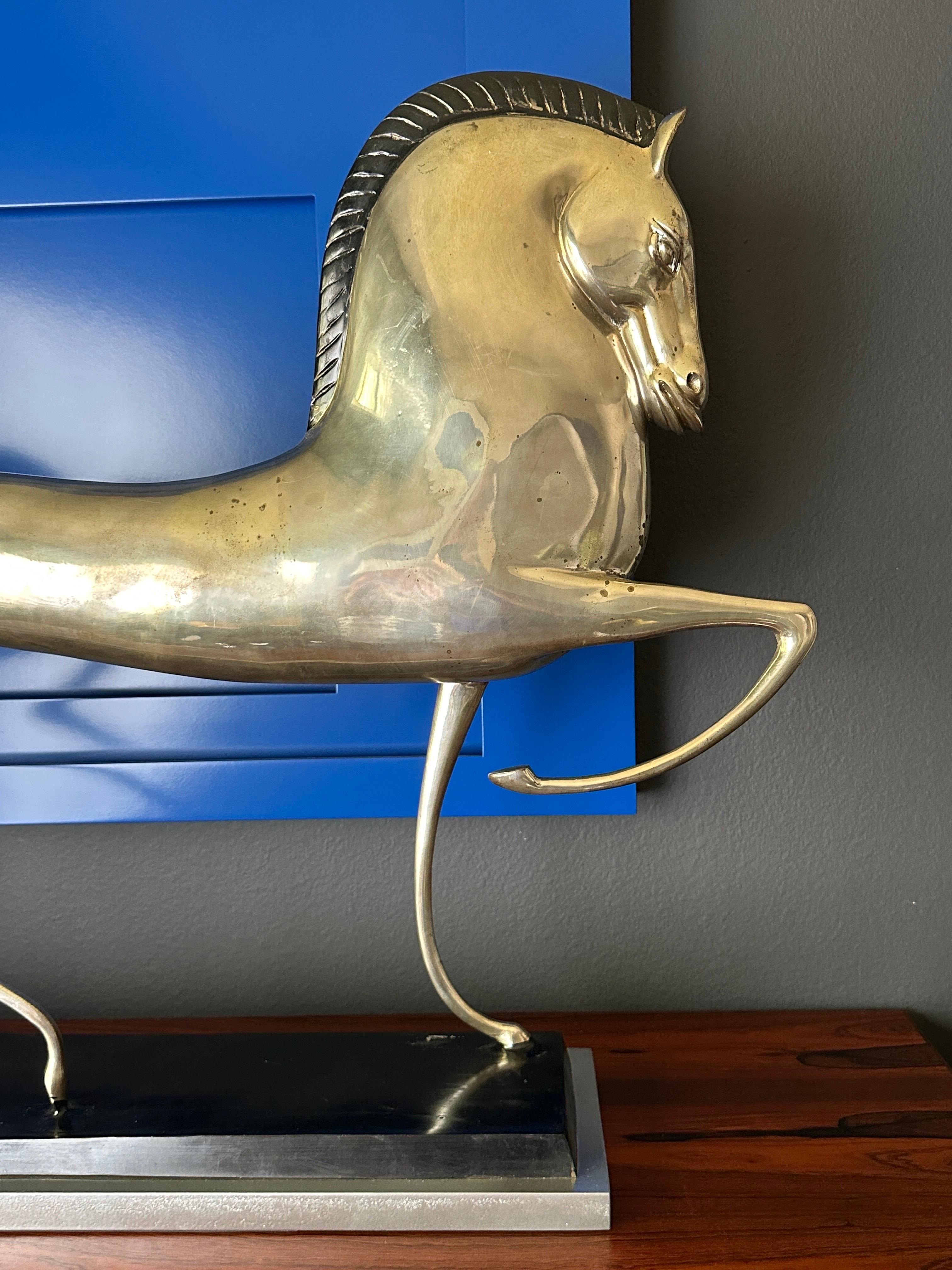 American Large Art Deco Style Etruscan Horse Sculpture For Sale