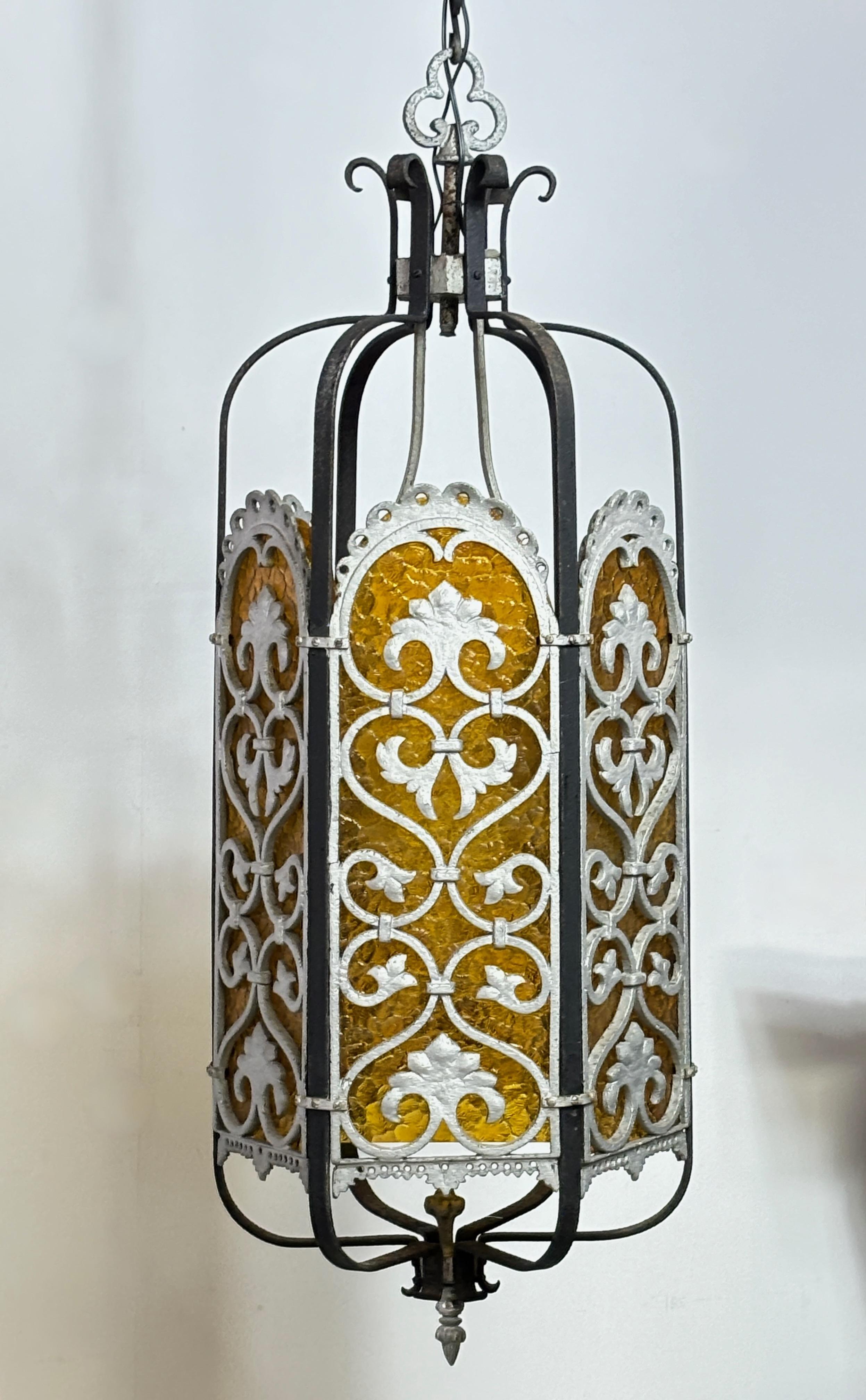 Large Art Deco Style Lantern Light Fixture, Early 20th Century In Good Condition For Sale In San Francisco, CA