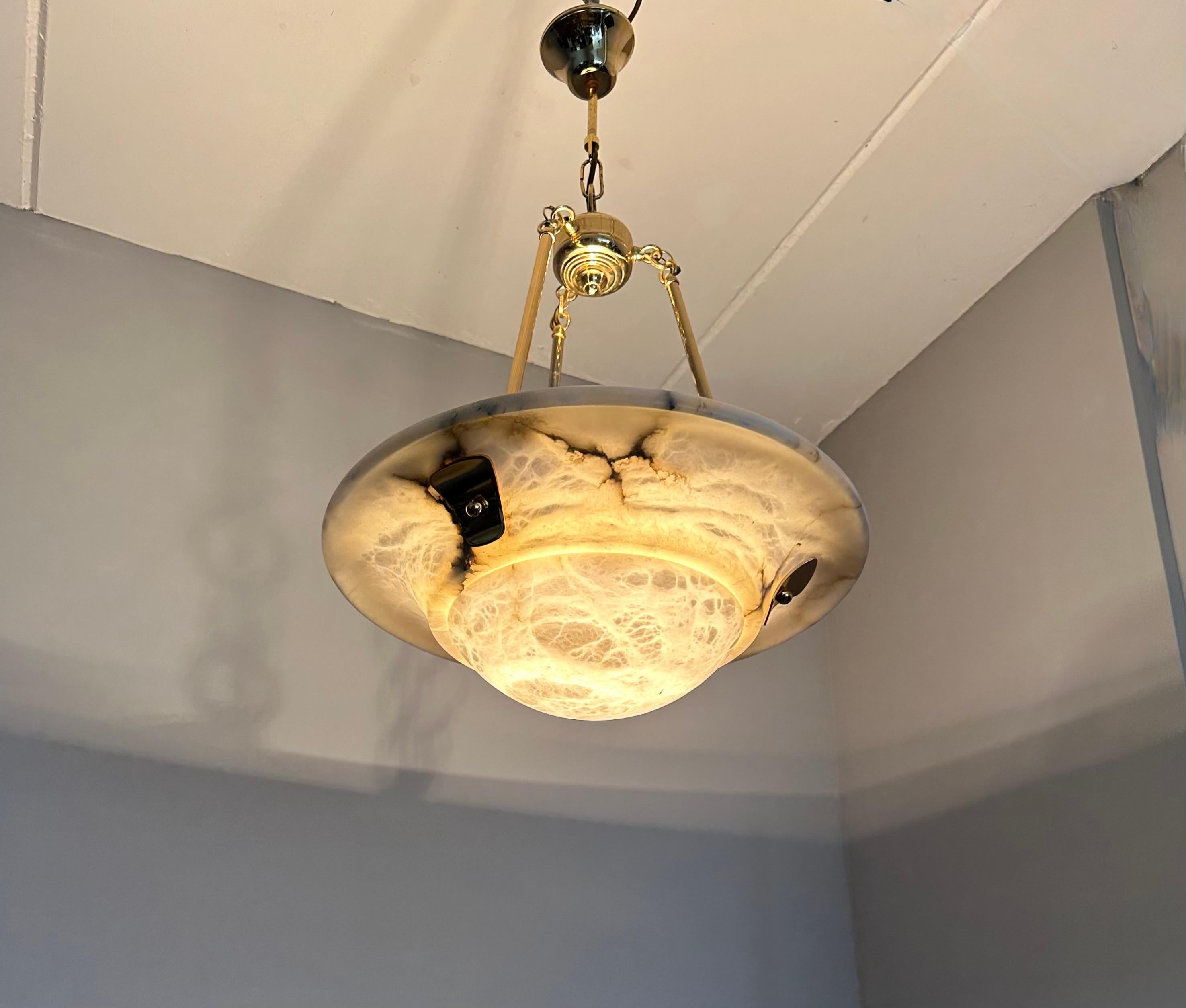Grand lustre en albâtre blanc Art Deco & Timeless Design MidCentury Made en vente 6