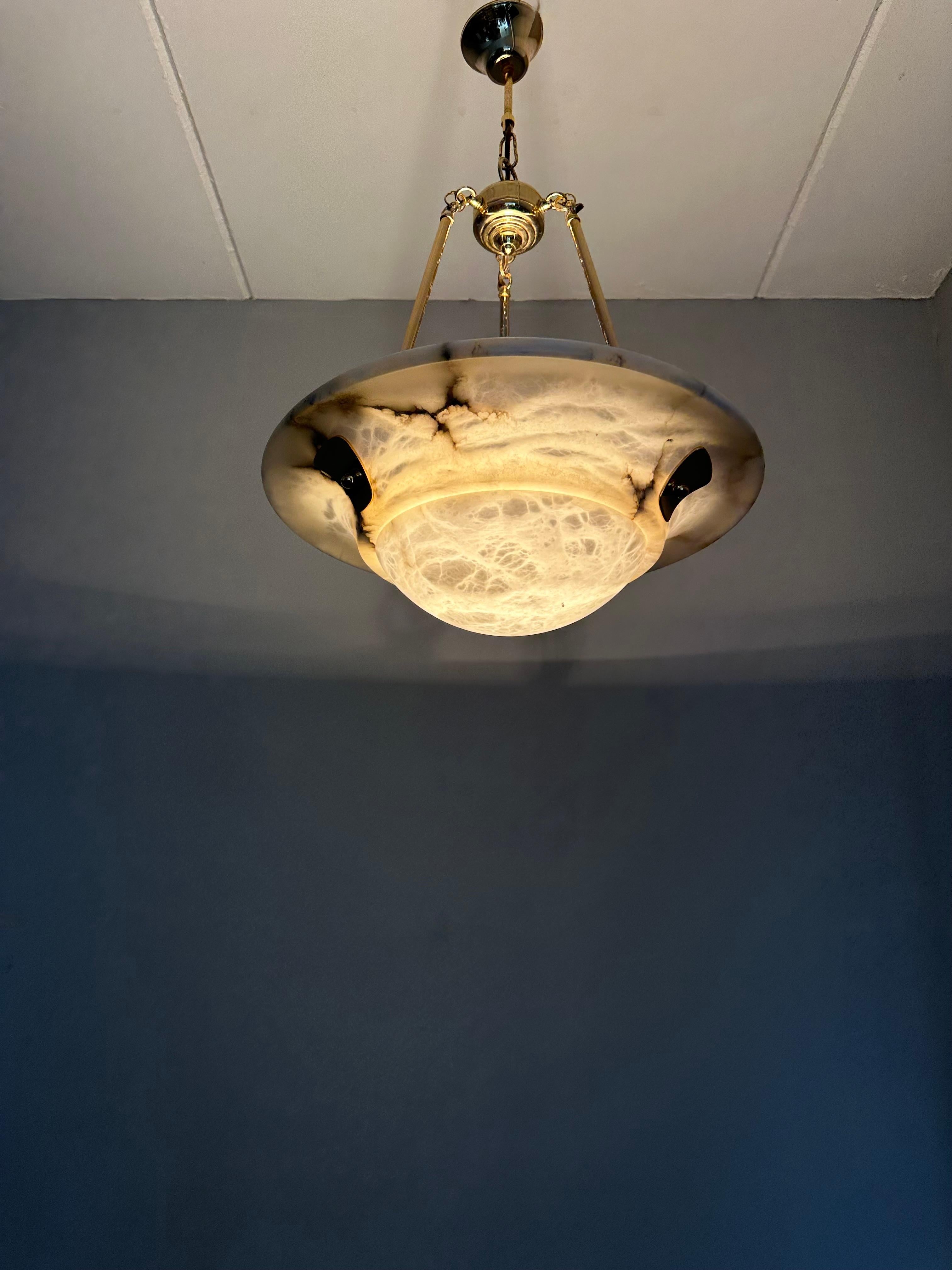 Grand lustre en albâtre blanc Art Deco & Timeless Design MidCentury Made en vente 7