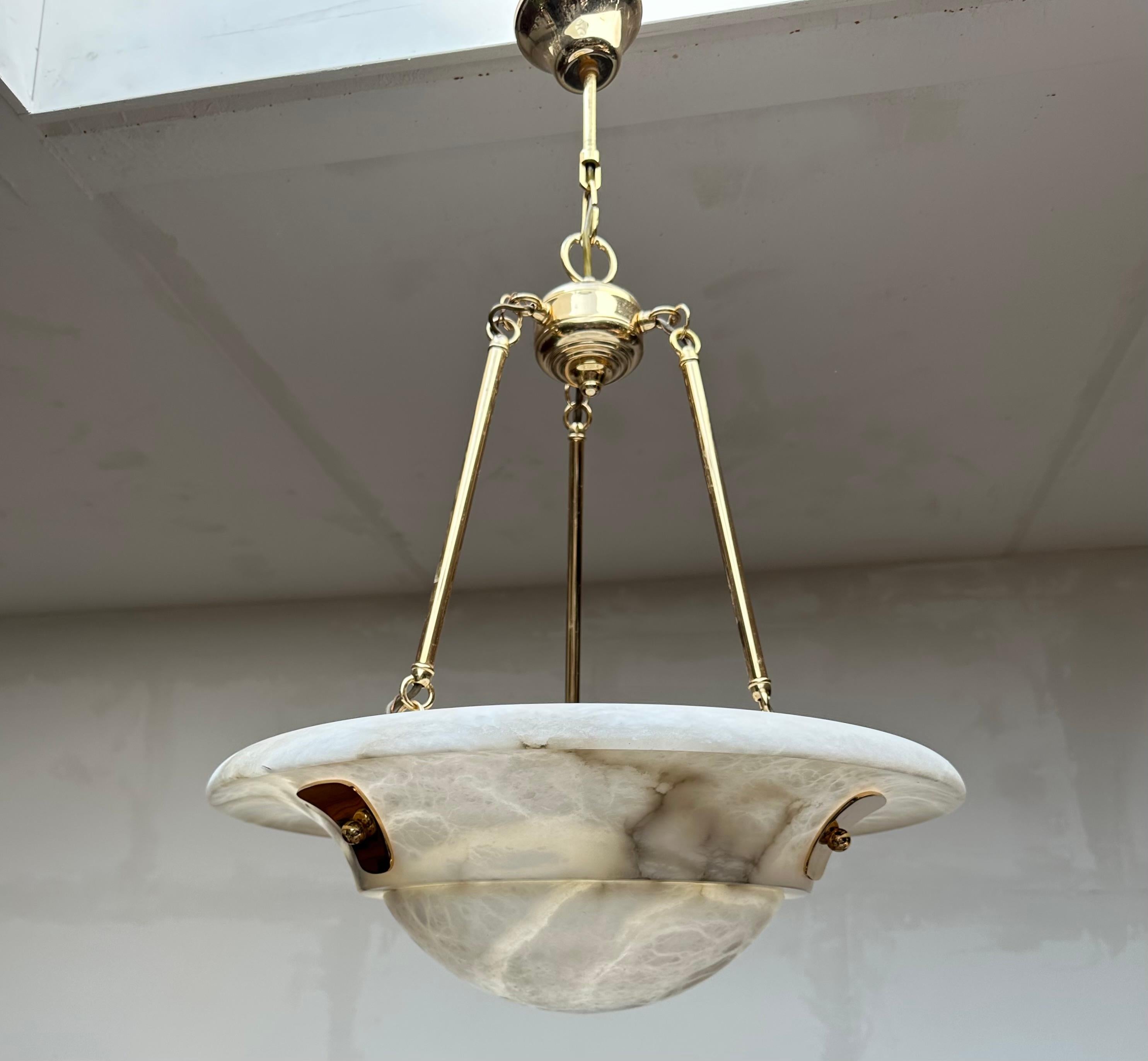 Art déco Grand lustre en albâtre blanc Art Deco & Timeless Design MidCentury Made en vente
