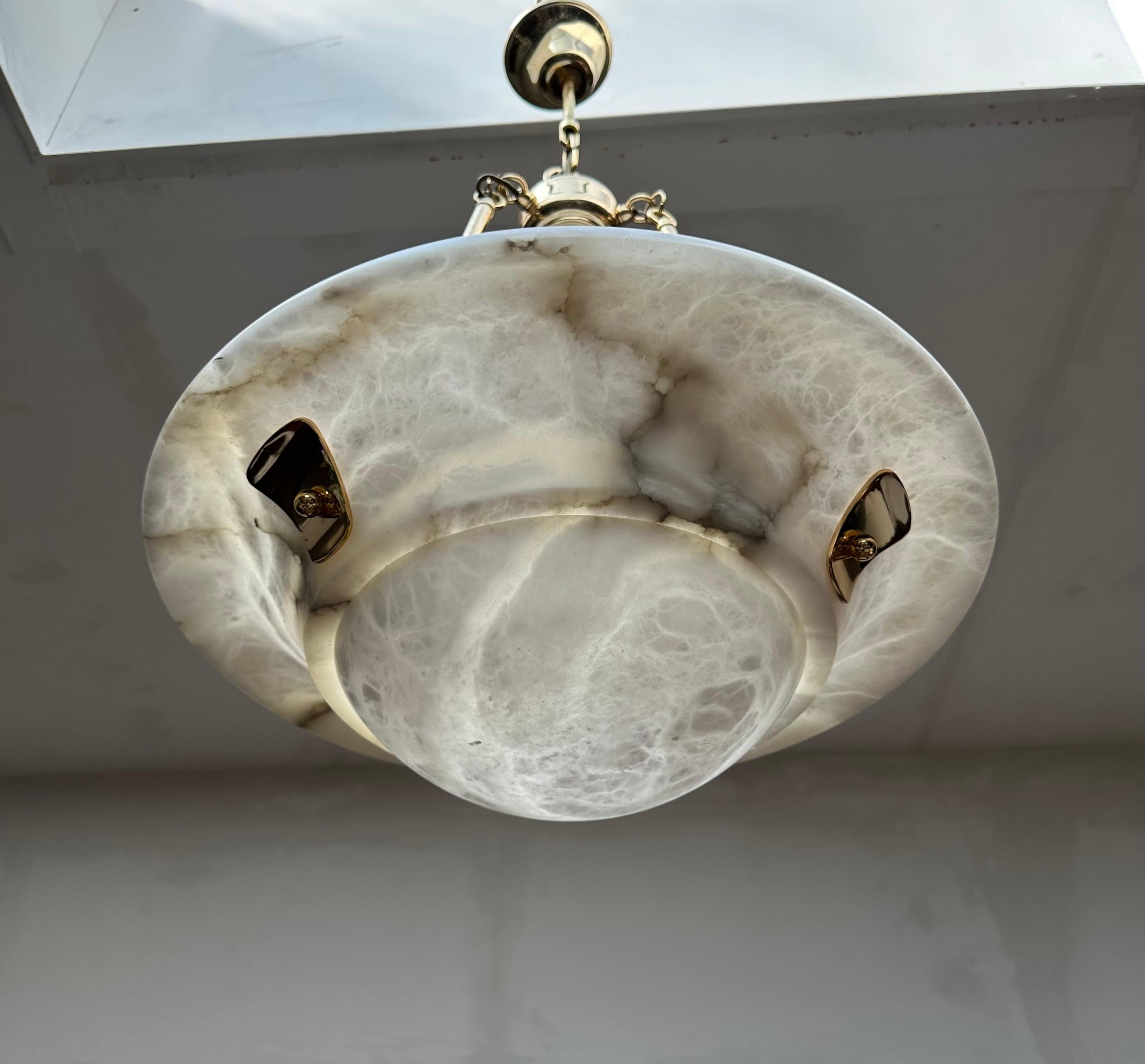 Grand lustre en albâtre blanc Art Deco & Timeless Design MidCentury Made en vente 2