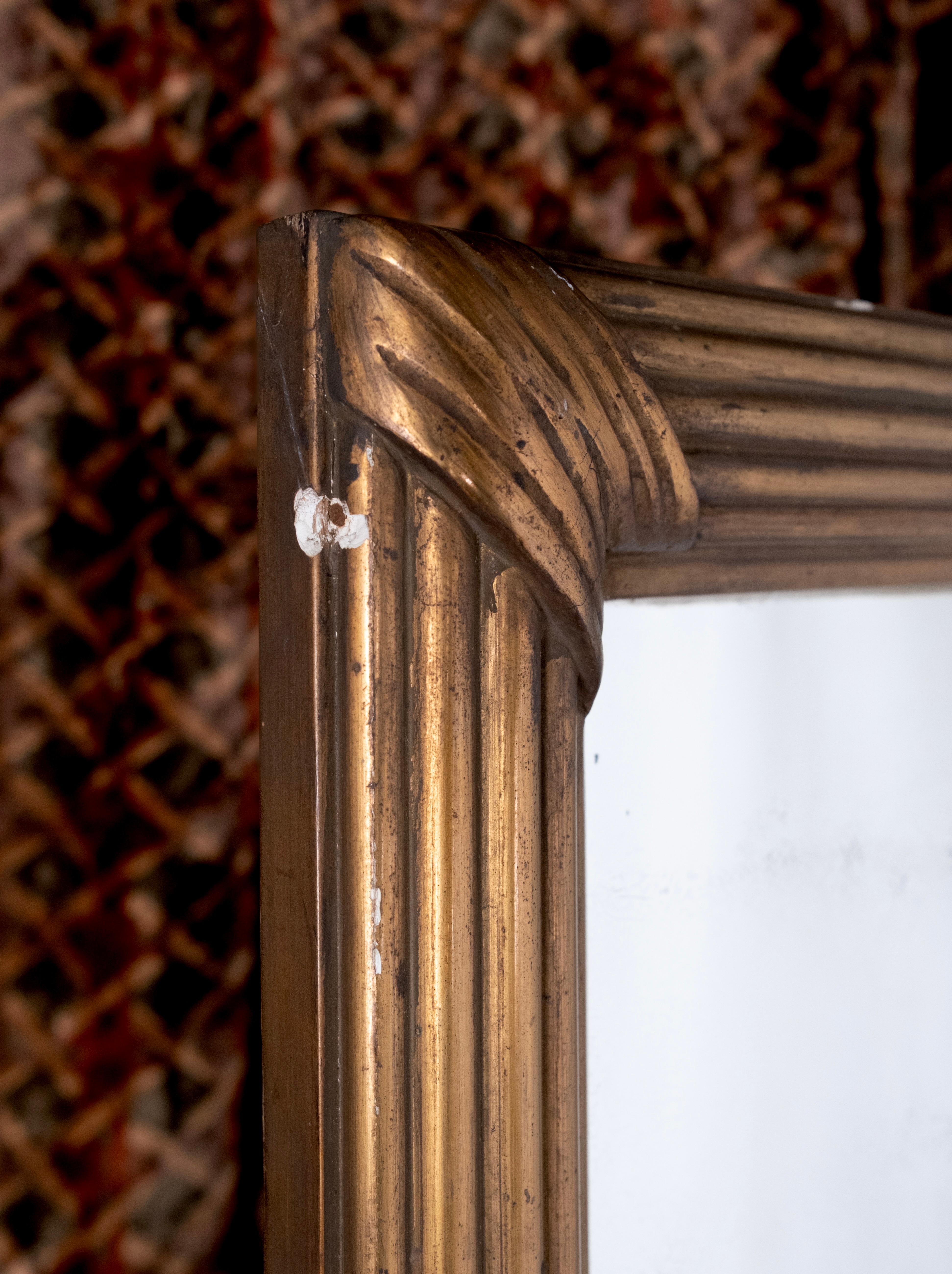 Gran espejo de estilo Art Decó, Francia, principios del siglo XX Latón en venta