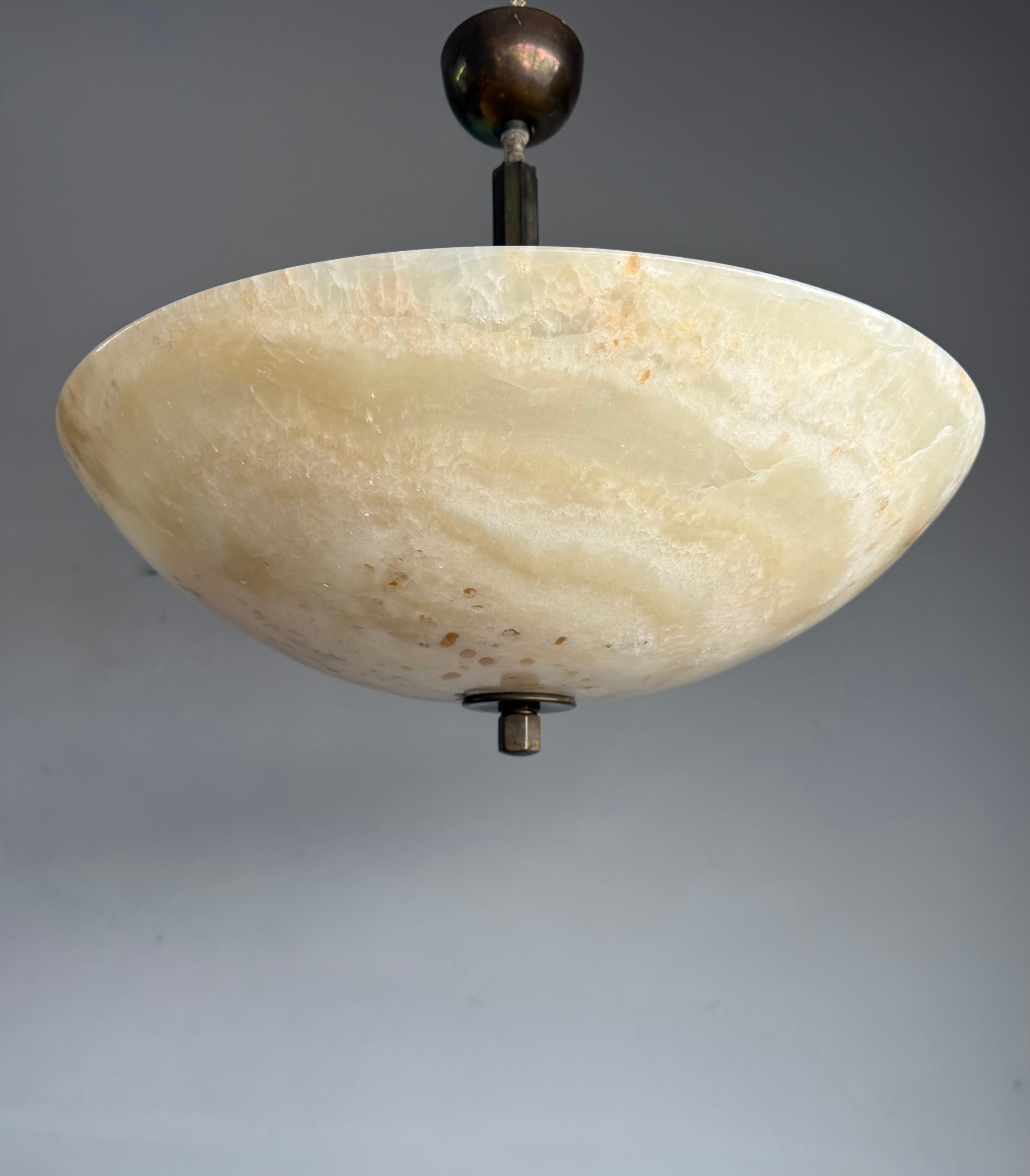 Grande ciondolo in stile Art Déco con paralume in alabastro tipo Giove in vendita 2