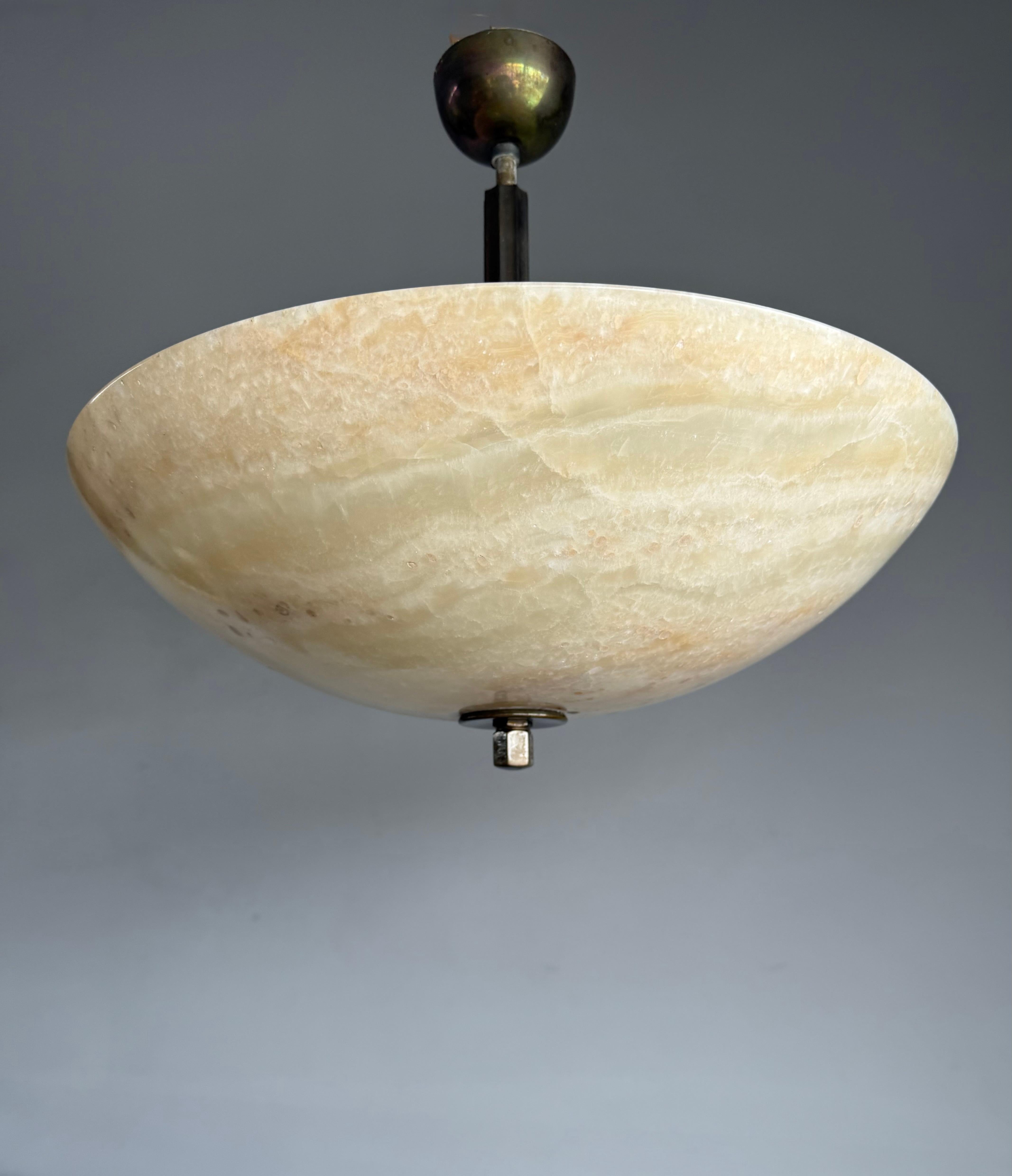 Grande ciondolo in stile Art Déco con paralume in alabastro tipo Giove in vendita 5