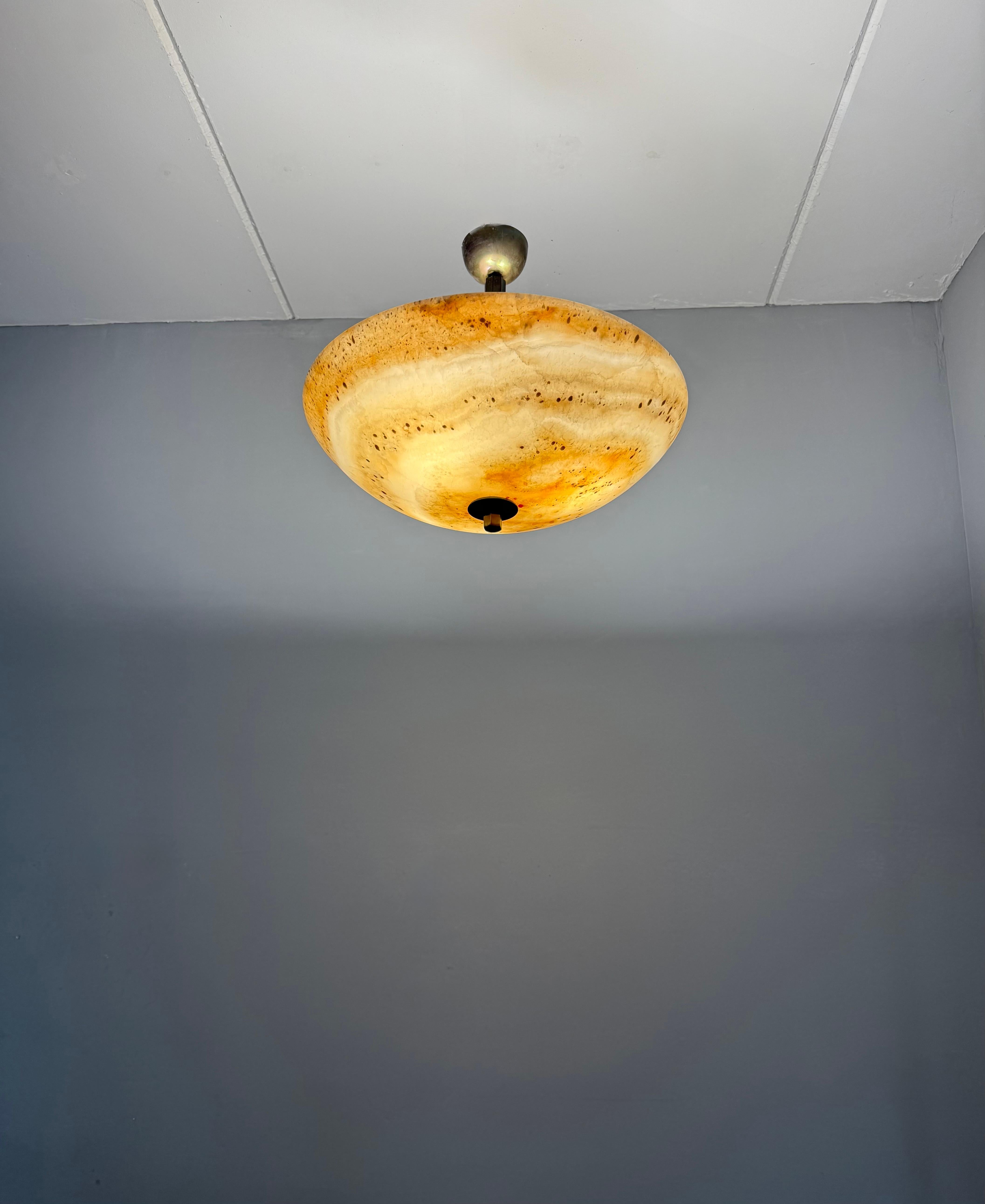 Grande ciondolo in stile Art Déco con paralume in alabastro tipo Giove in vendita 10