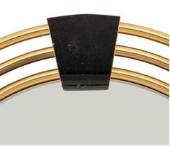 Large Art Deco Style Round Mirror with Black Marble Insets