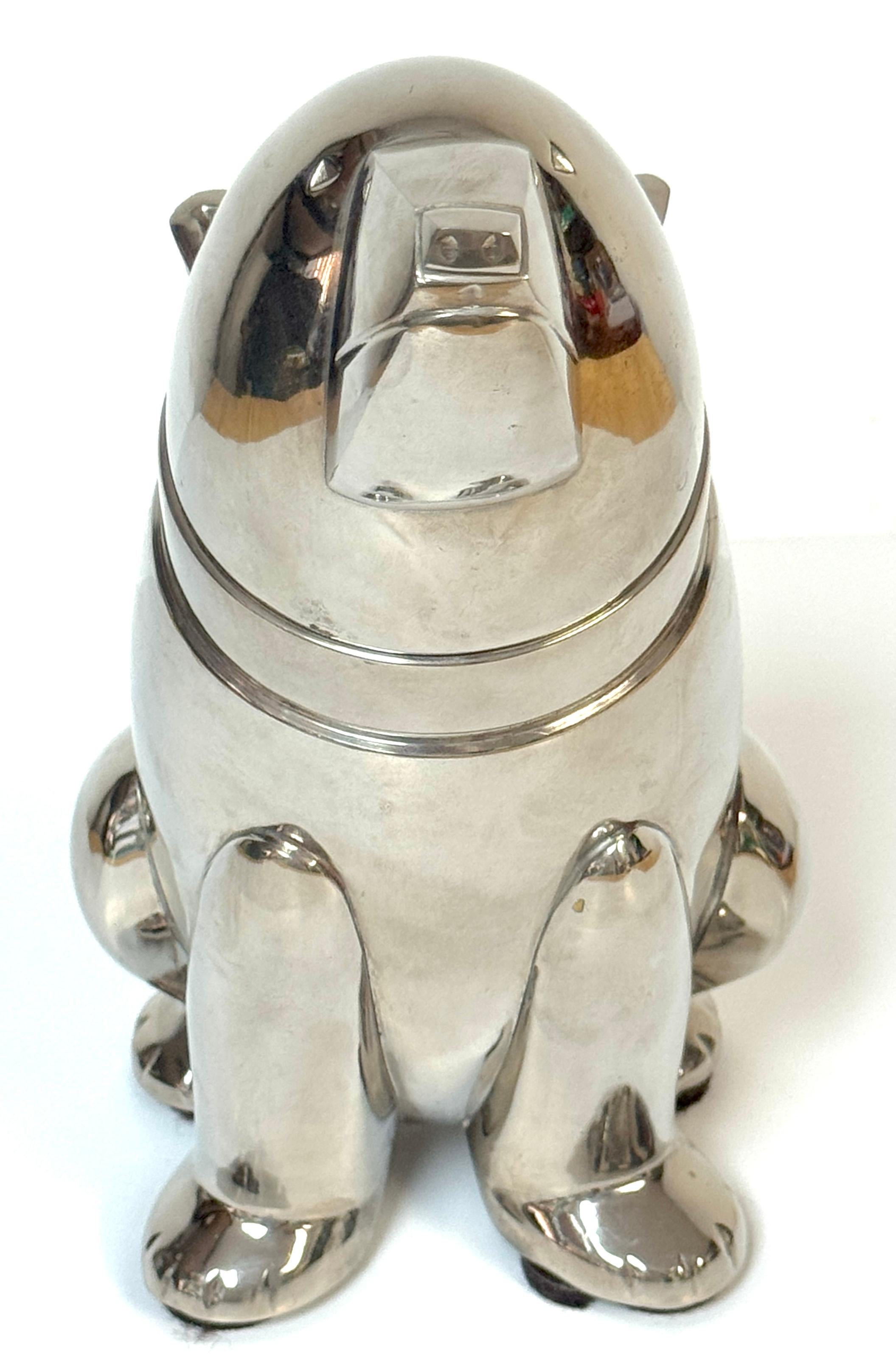Large Art Deco Style Silverplated Seated Bear Cocktail Shaker In Good Condition For Sale In West Palm Beach, FL
