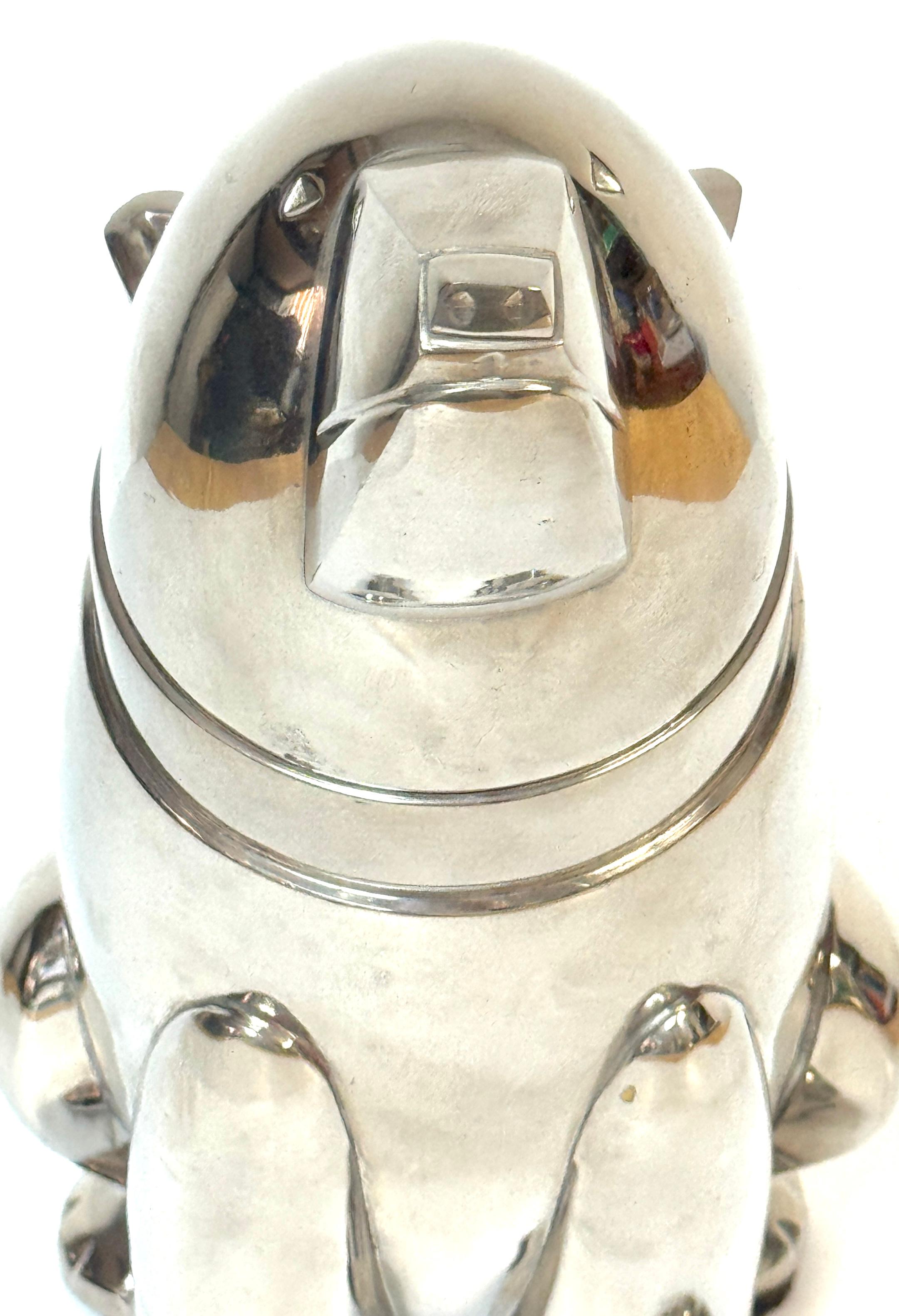 20th Century Large Art Deco Style Silverplated Seated Bear Cocktail Shaker For Sale