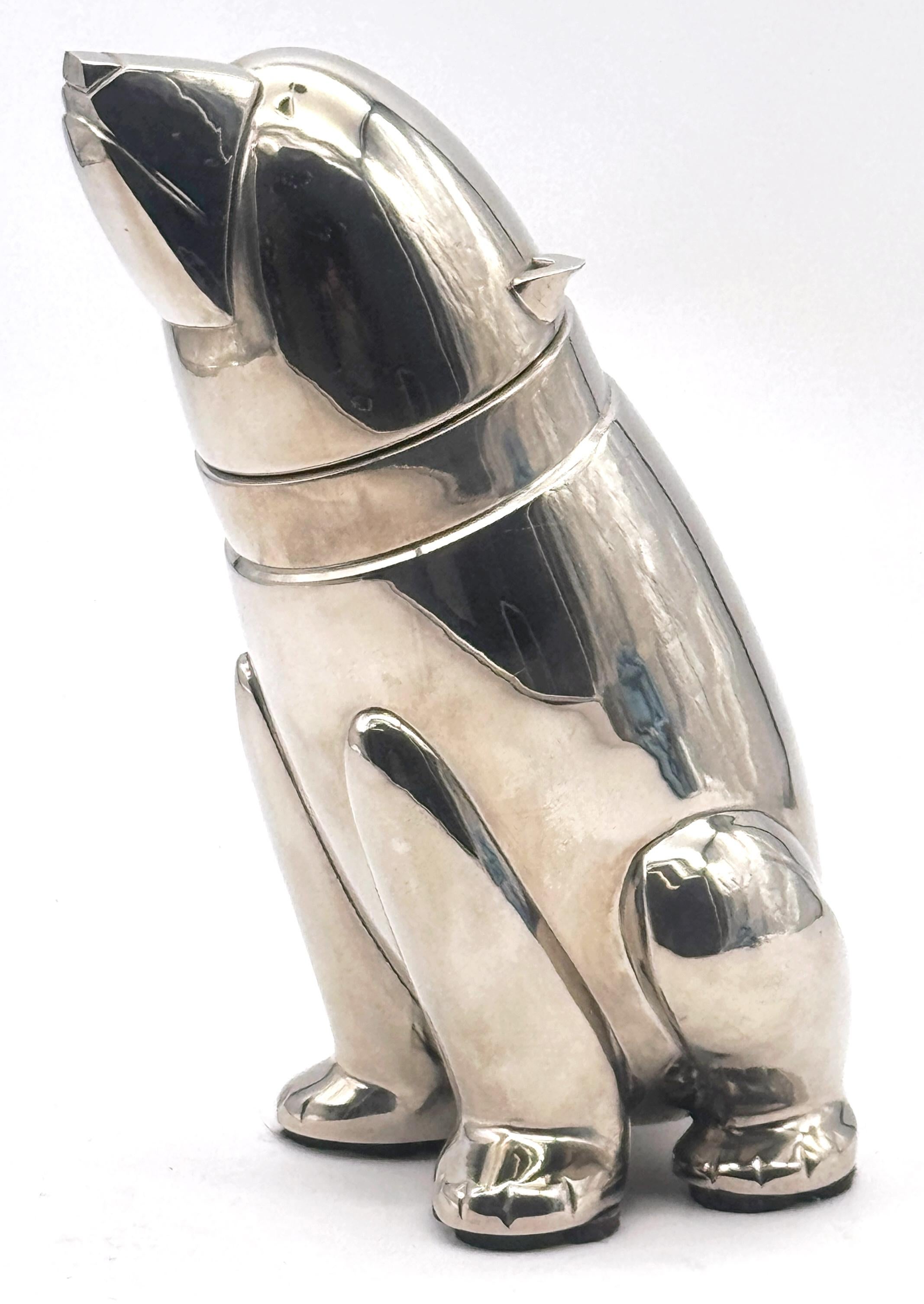 Silver Plate Large Art Deco Style Silverplated Seated Bear Cocktail Shaker For Sale