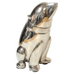 Gran Coctelera de Oso Asentado Plateado Estilo Art Decó