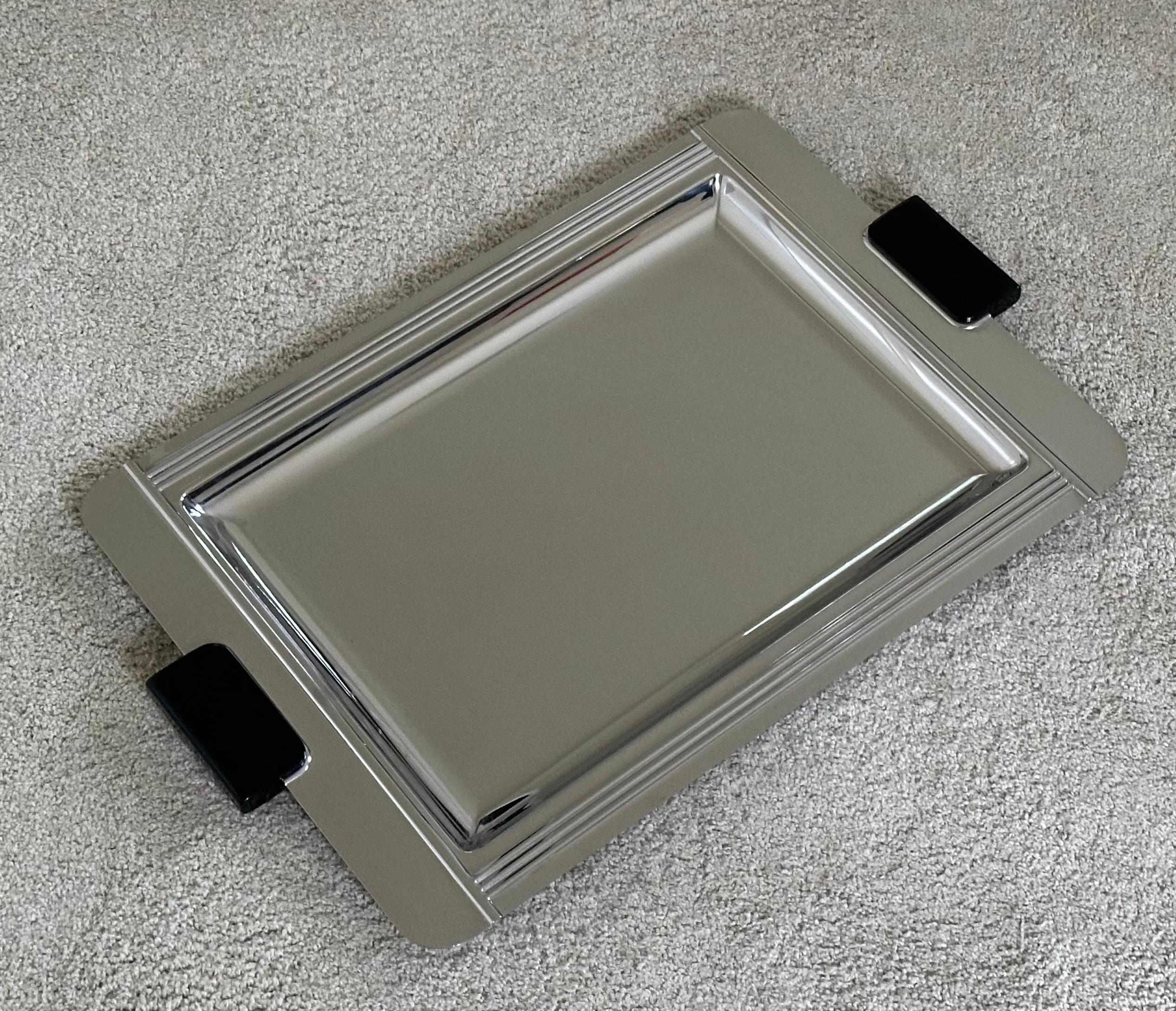 Large Art Deco Style Stainless Steel & Resin Barware Tray by Jean Couzon France For Sale 7