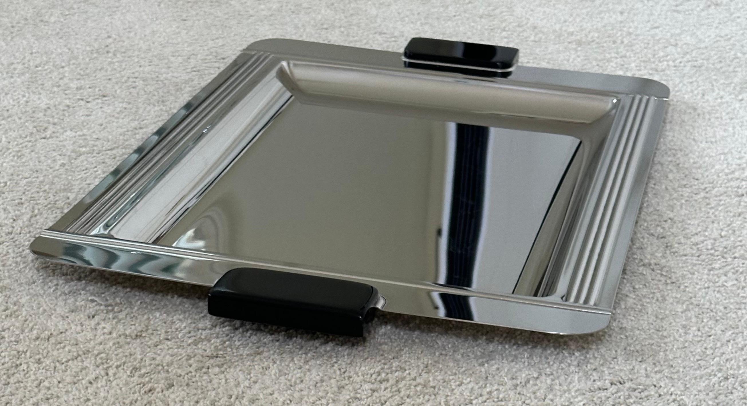 Large Art Deco Style Stainless Steel & Resin Barware Tray by Jean Couzon France For Sale 8