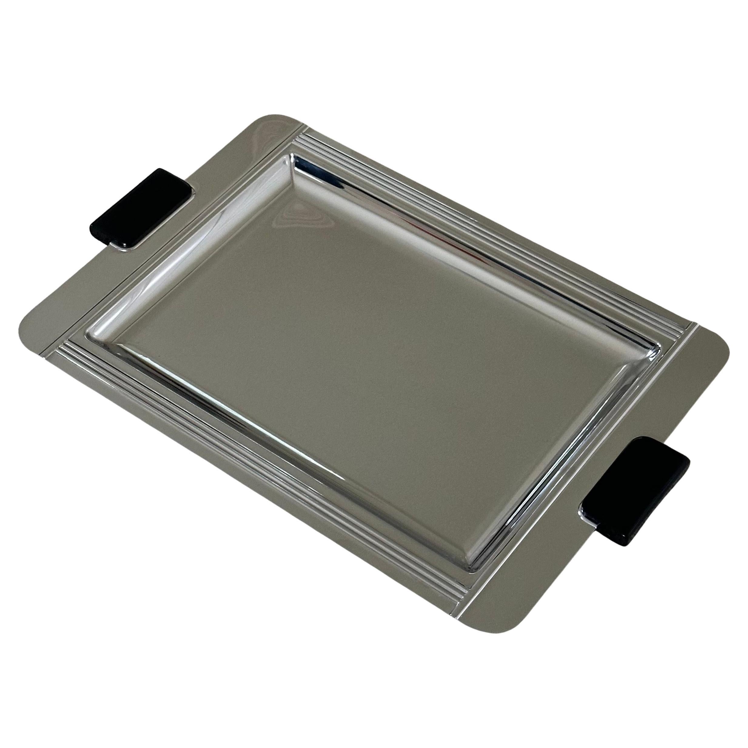 Large Art Deco Style Stainless Steel & Resin Barware Tray by Jean Couzon France For Sale 15