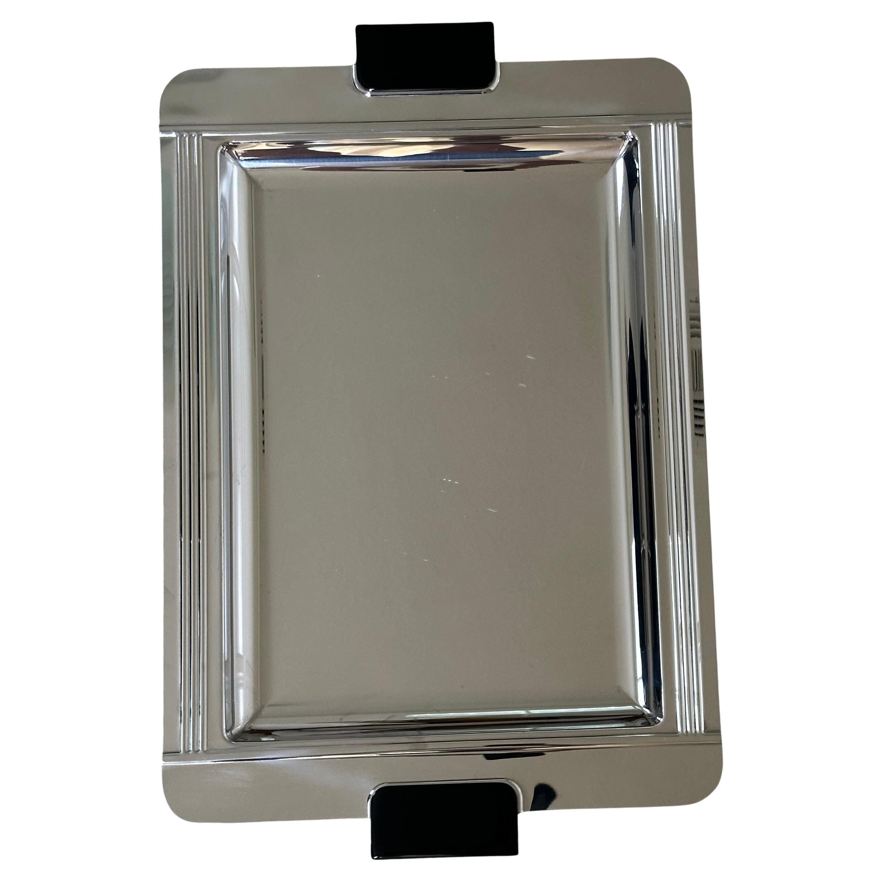 French Large Art Deco Style Stainless Steel & Resin Barware Tray by Jean Couzon France For Sale