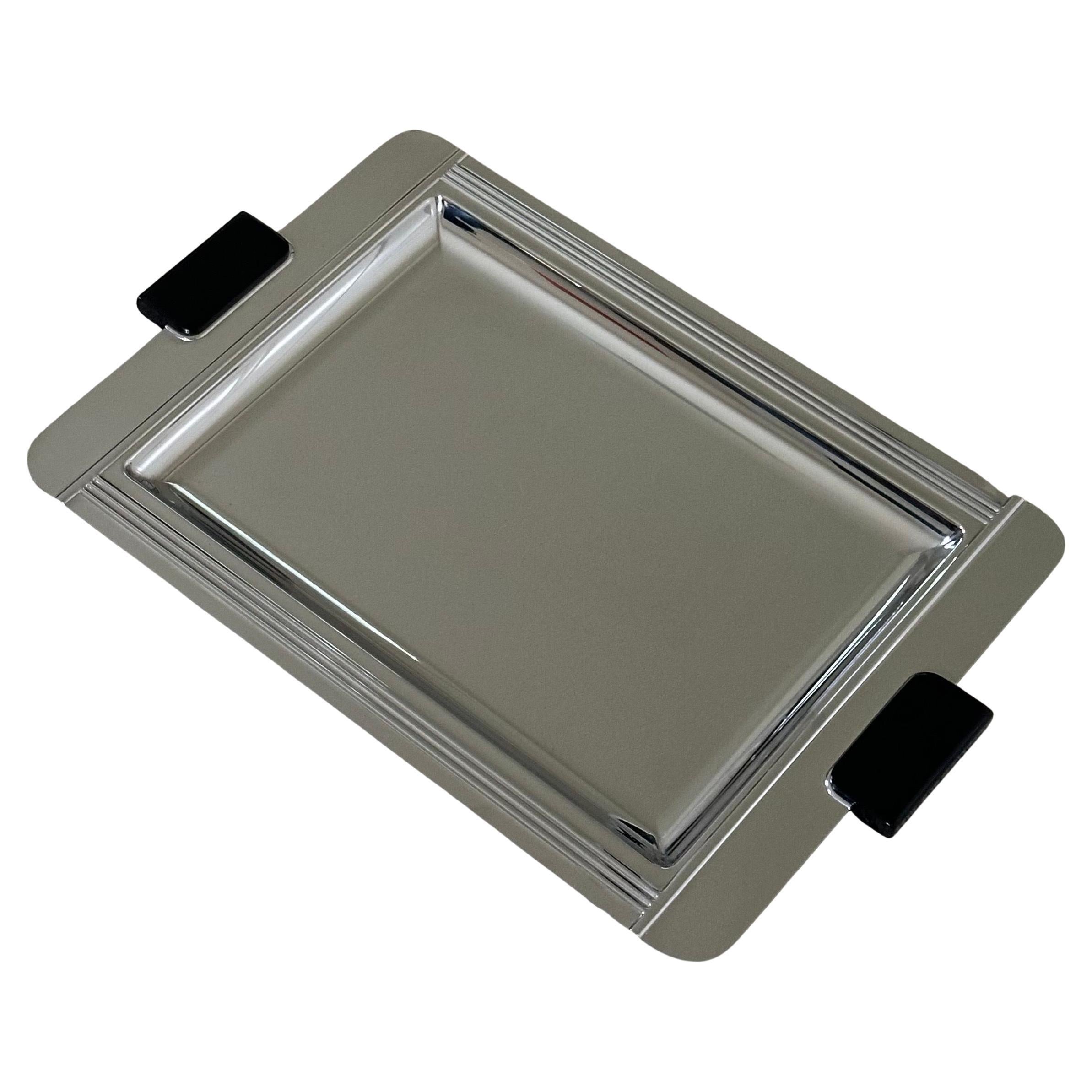 20th Century Large Art Deco Style Stainless Steel & Resin Barware Tray by Jean Couzon France For Sale