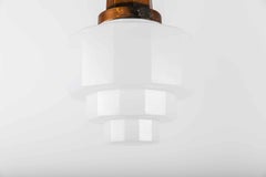 Large Art Deco 'Supastone' Skyscraper Opaline Glass Pendant Lamp, C.1920