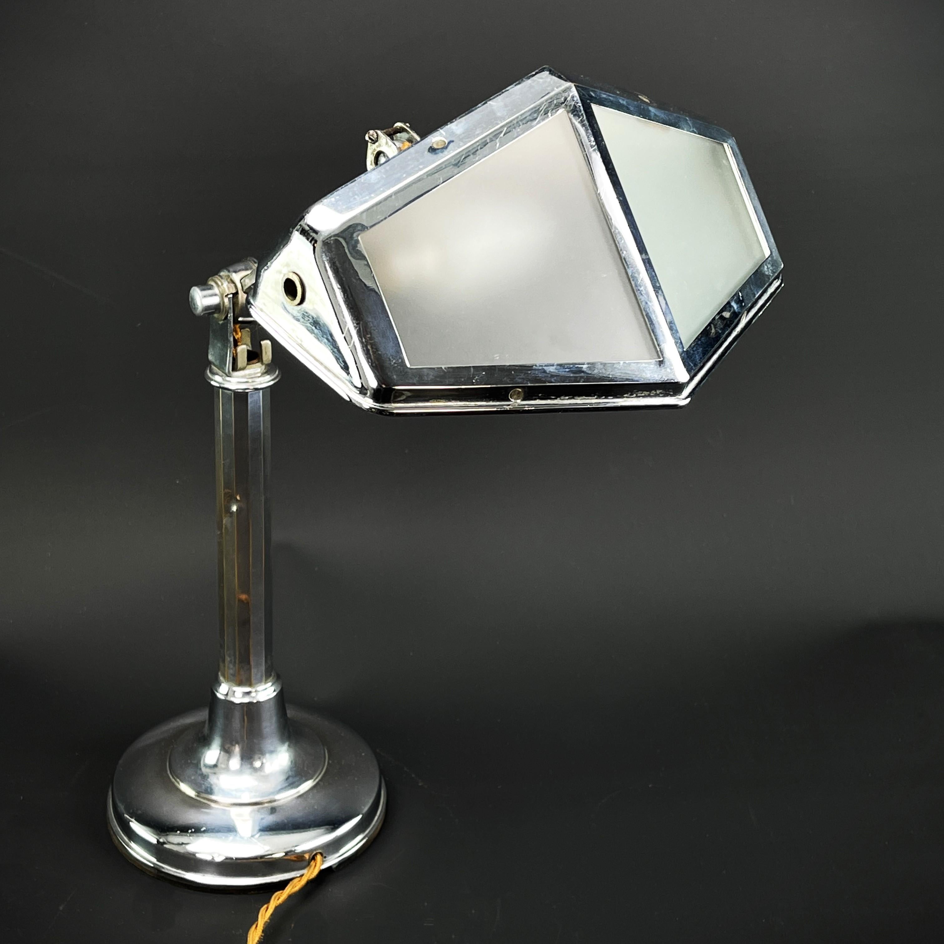 Metal large ART DECO table lamp by PIROUETT model Nizza, 1930s For Sale