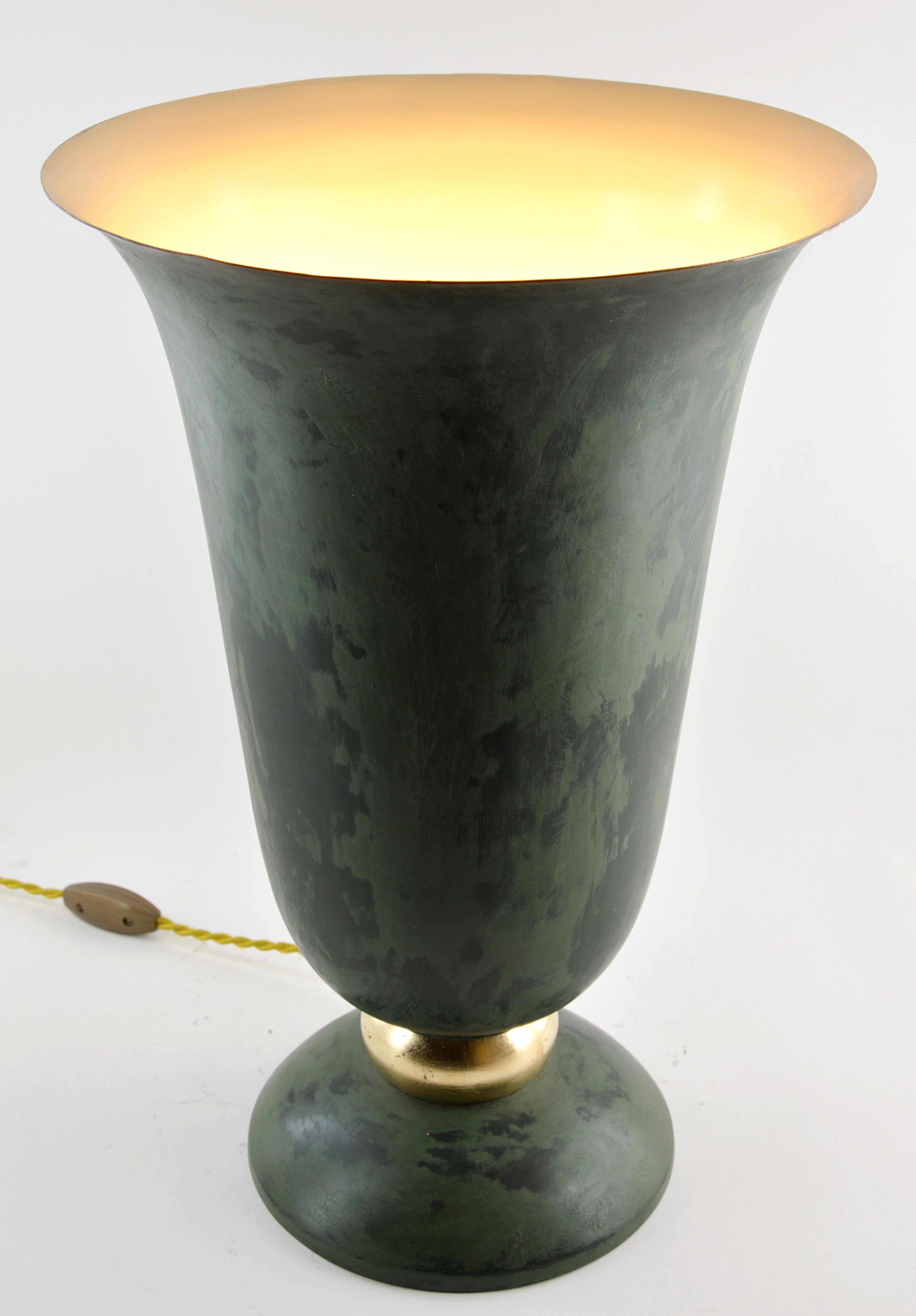 French Large Art Deco Table Lamp, Gold Leaf, 1920 For Sale