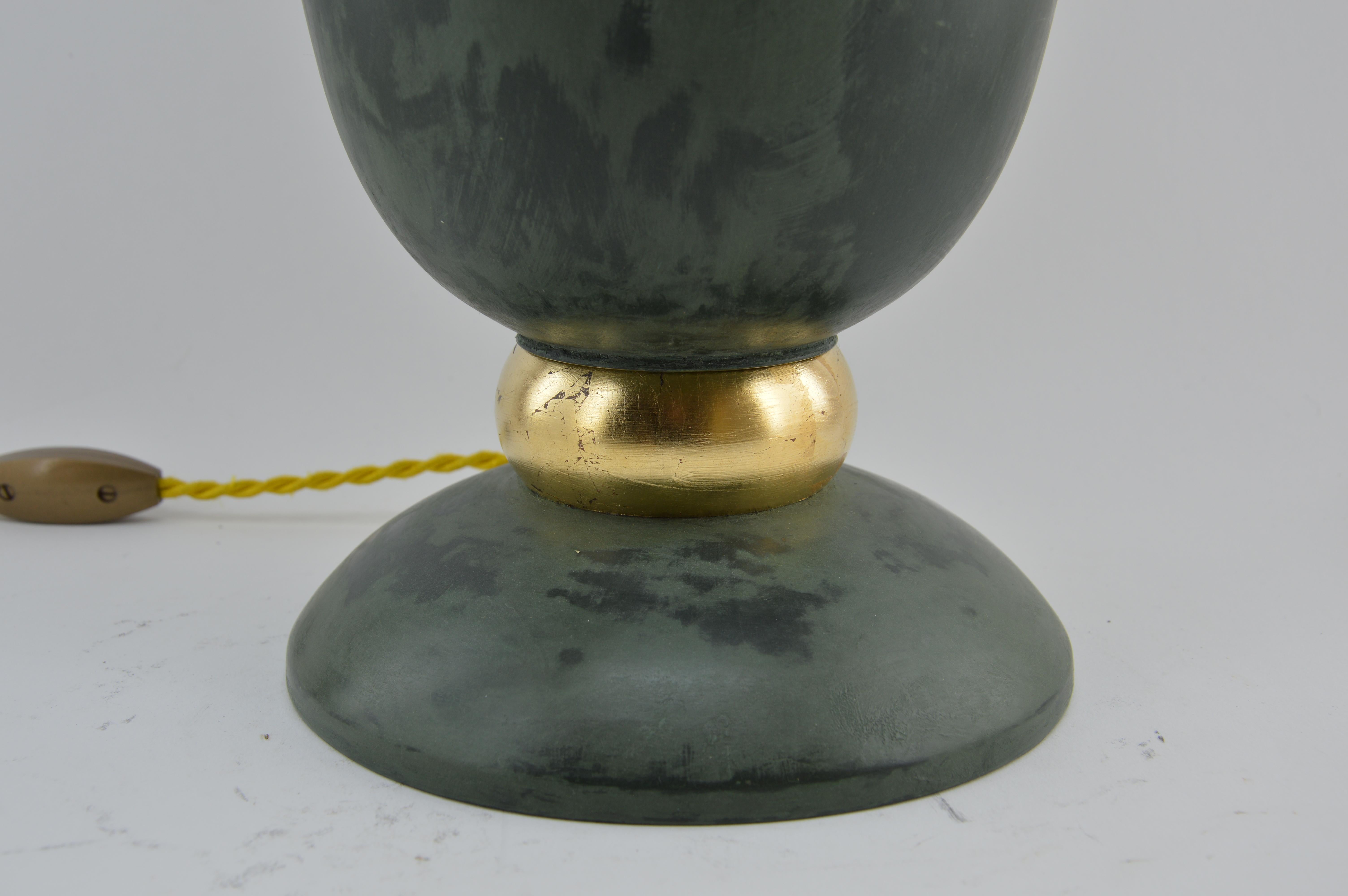 Large Art Deco Table Lamp, Gold Leaf, 1920 In Excellent Condition For Sale In Saint-Amans-des-Cots, FR