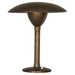 Antique Large Art Deco Table Lamp in Patinated Brass, Italy, 1930s