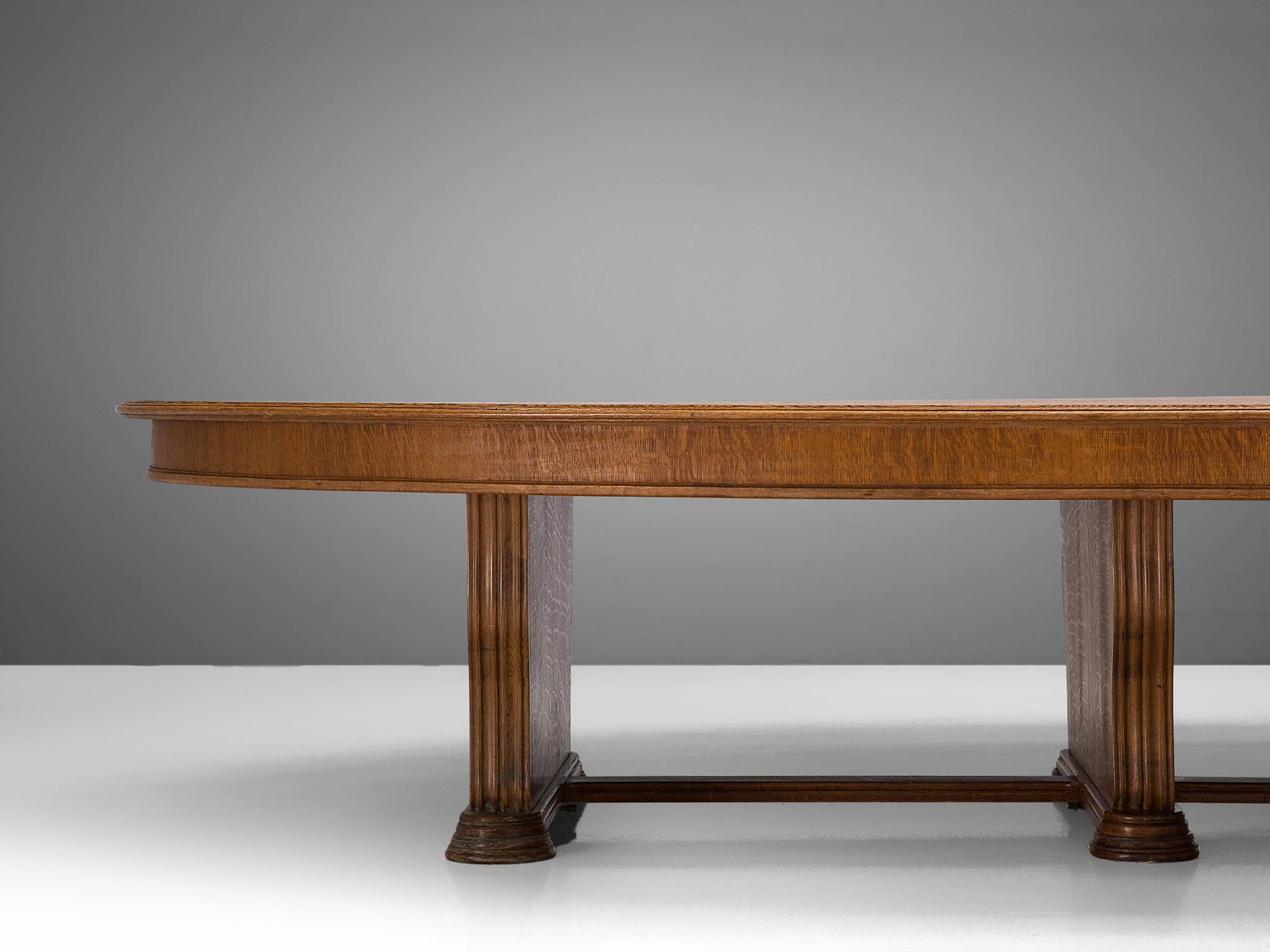 Large Art Deco Table with Inlayed Top in Oak For Sale 1