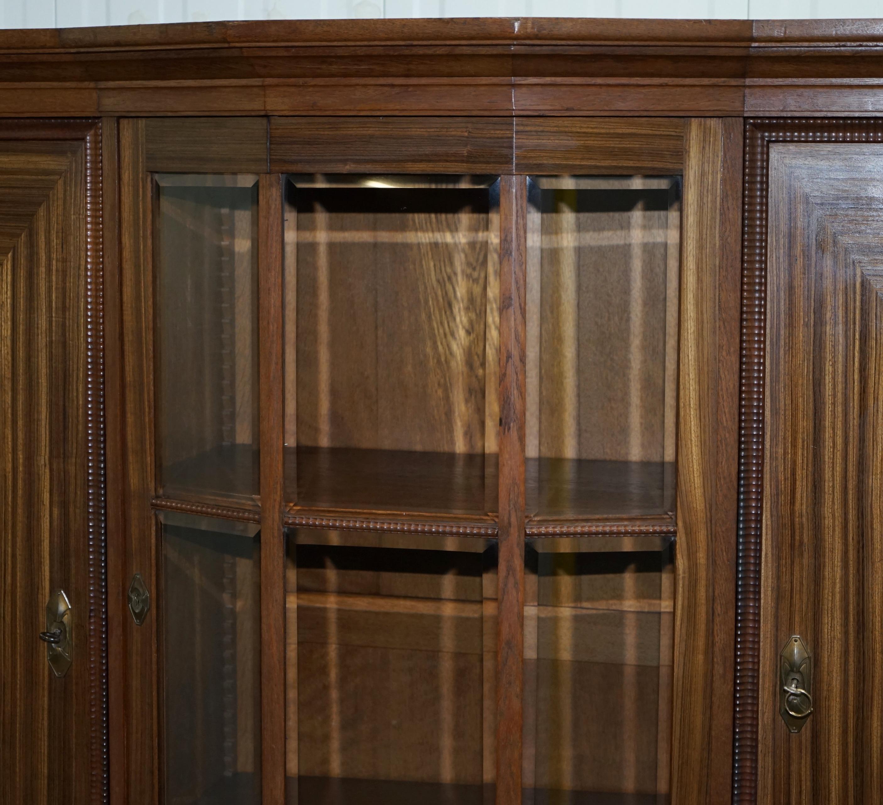 Large Art Deco Teak Bookcase Cupboard with Library Brake Front Glazed Door 3