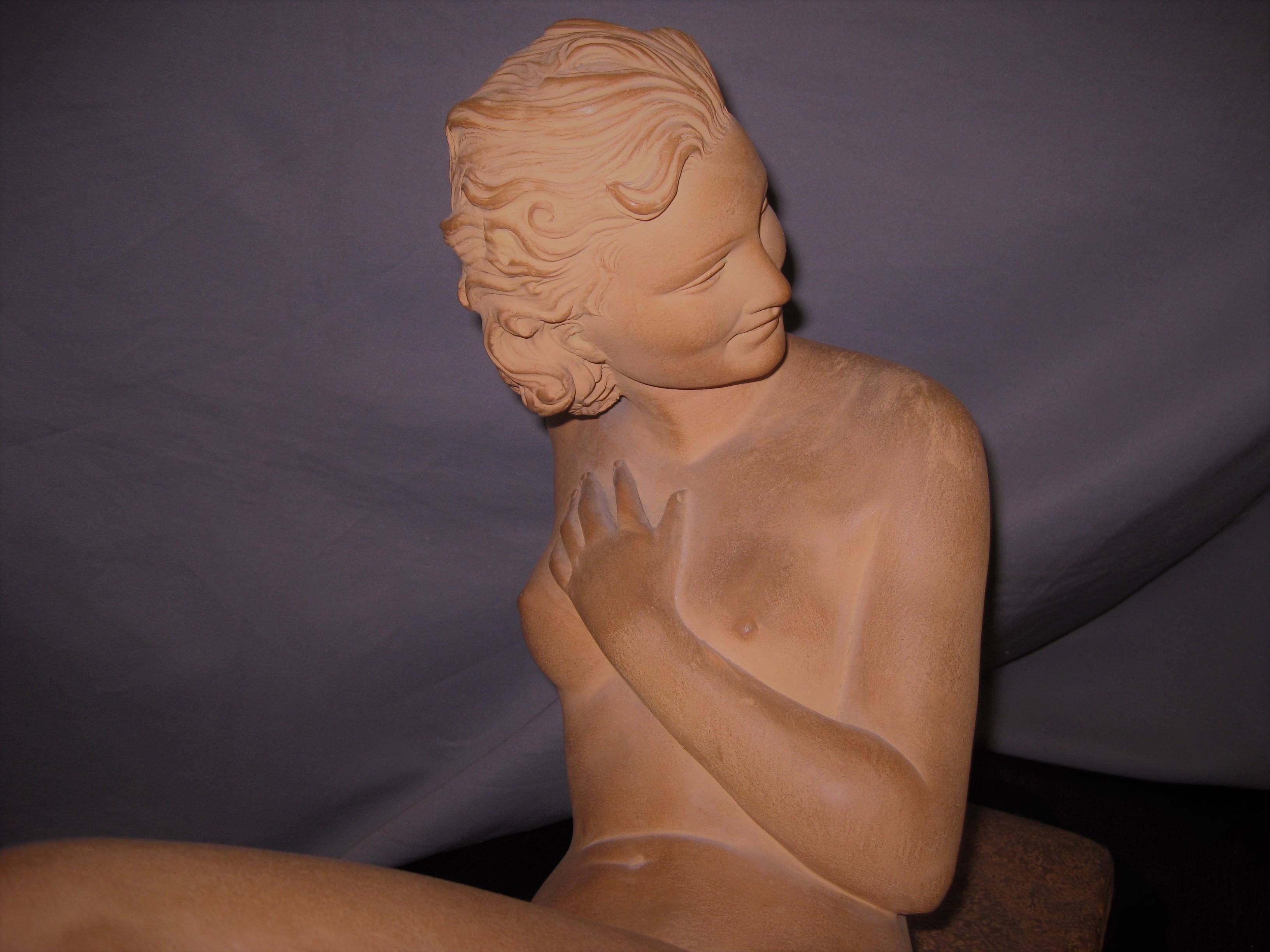 French Large Art Deco Terracotta Sculpture of a Nude, France, 1920