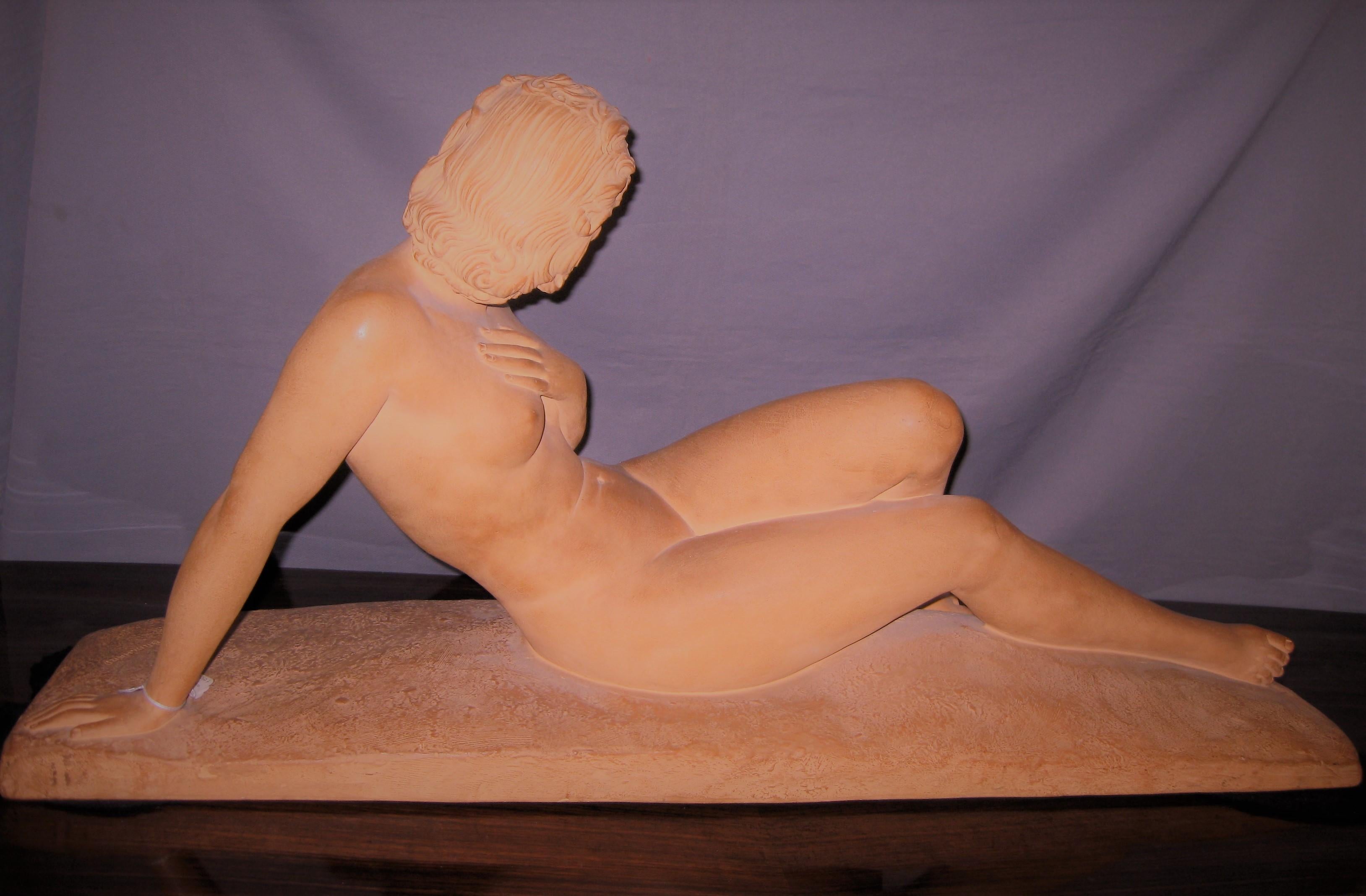 Large Art Deco Terracotta Sculpture of a Nude, France, 1920 2
