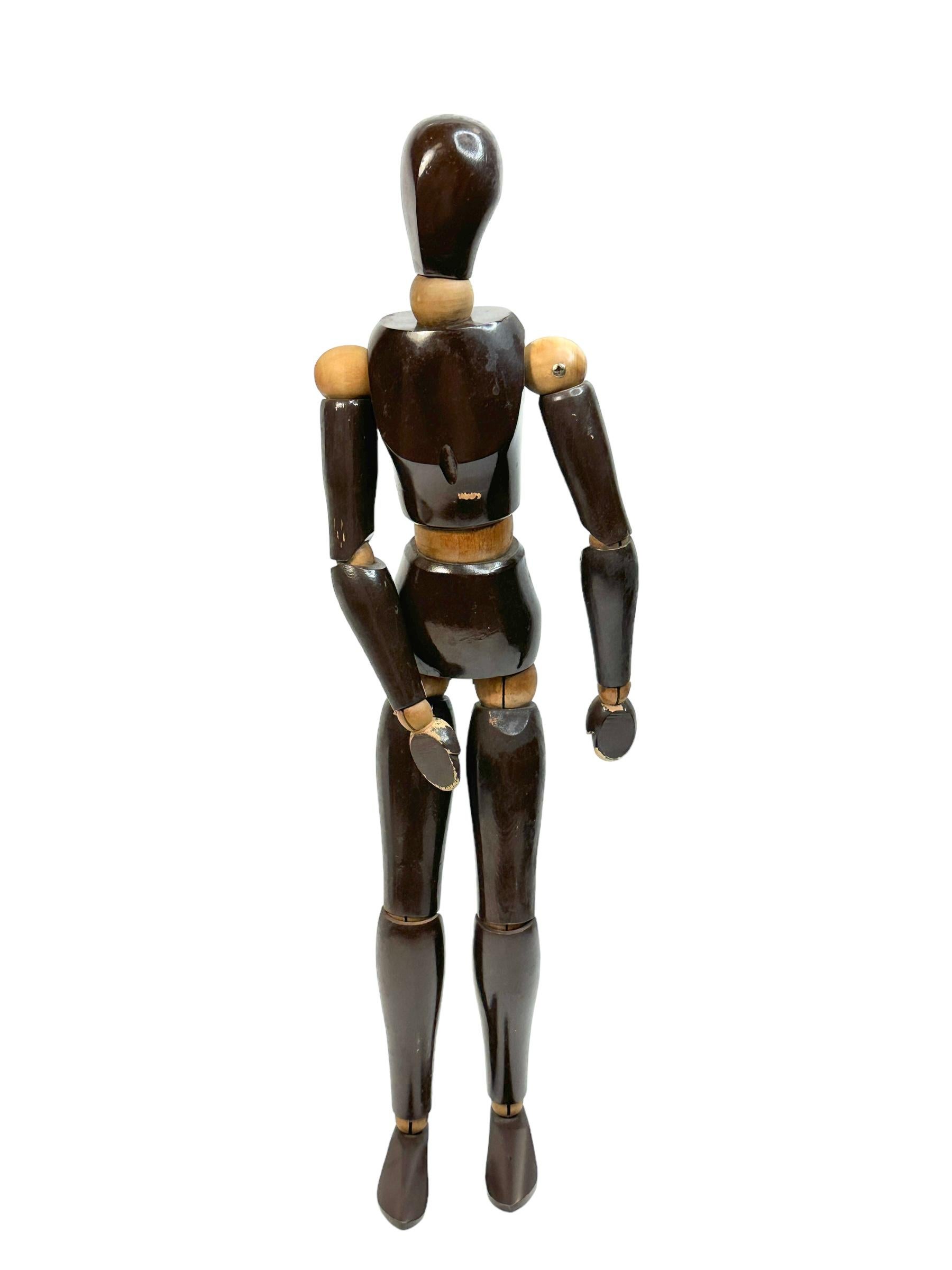 Large Art Deco Traditional Wooden Artist Mannequin Model, Italy 1930s For Sale 4