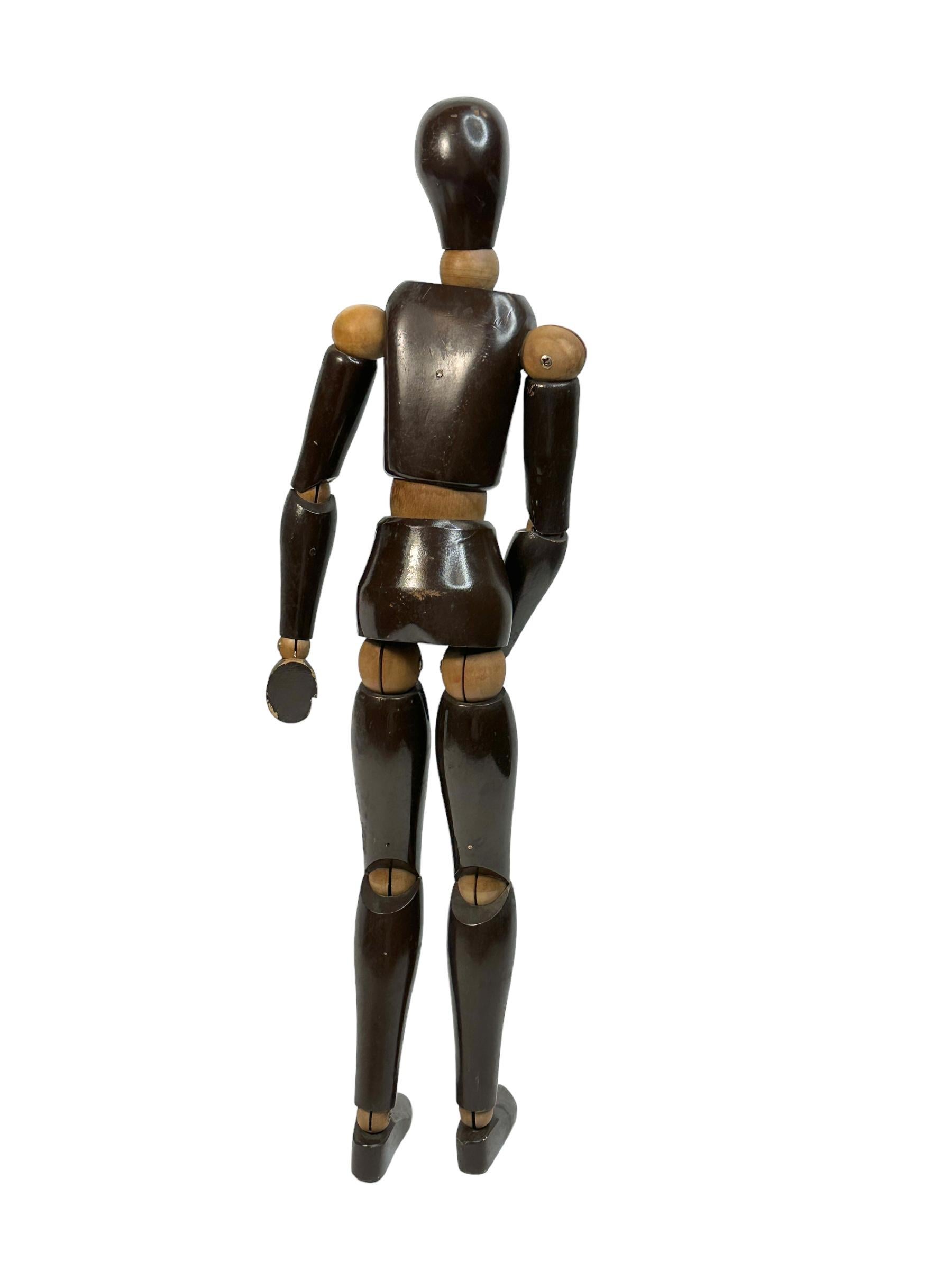 Large Art Deco Traditional Wooden Artist Mannequin Model, Italy 1930s For Sale 8