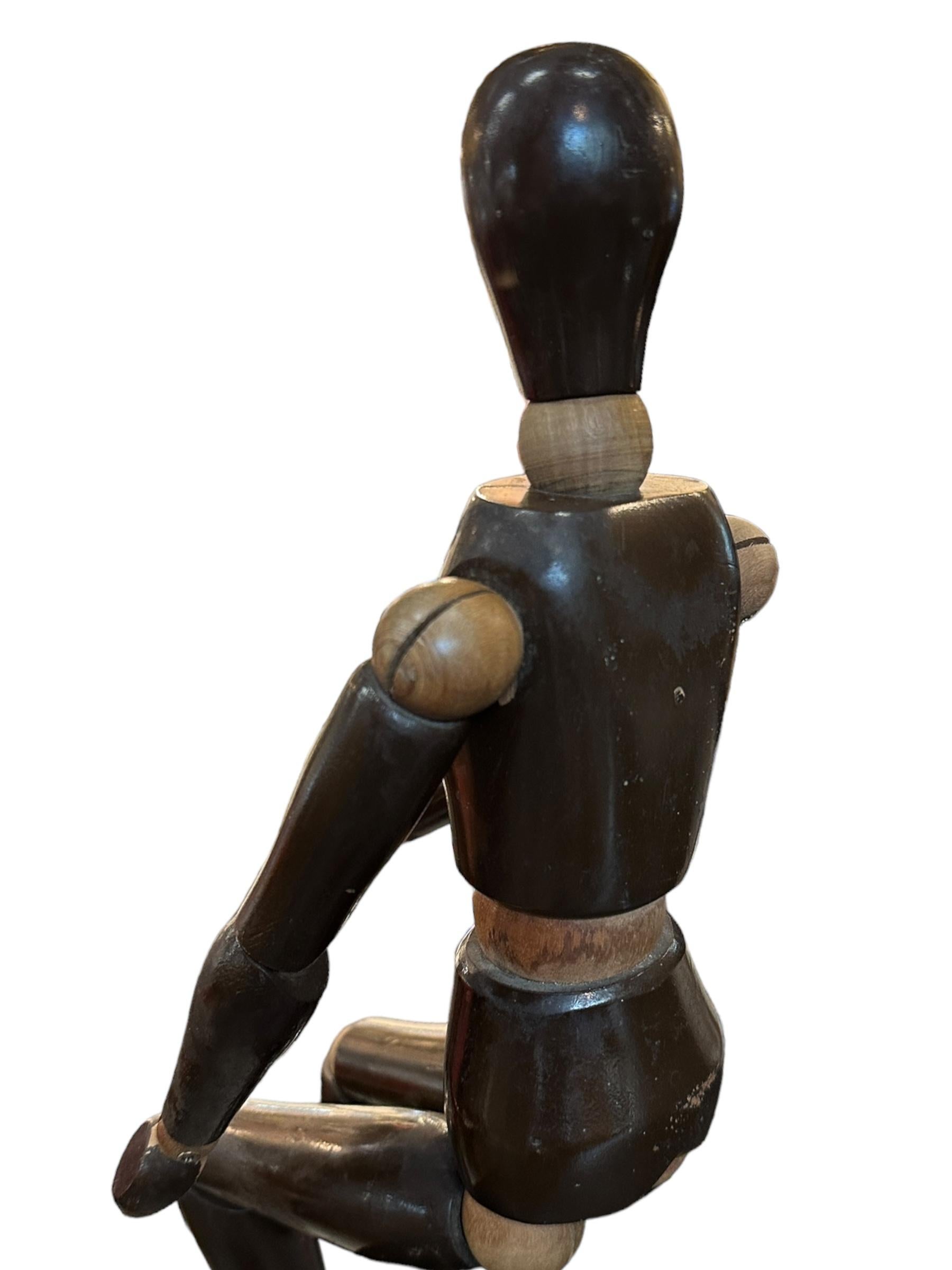 Large Art Deco Traditional Wooden Artist Mannequin Model, Italy 1930s For Sale 3