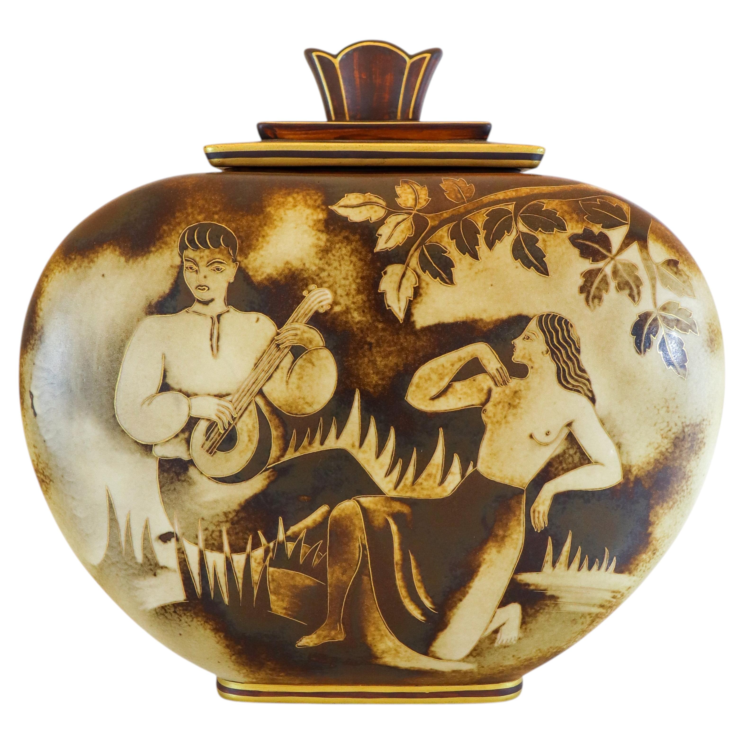 Grande urna Art Déco "Flambé", anni '30 - Gunnar Nylund - Rörstrand in vendita