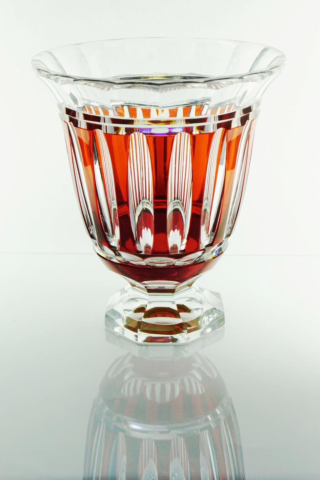 Large Art Deco Val Saint Lambert Orange Castille Glass Vase For Sale 3
