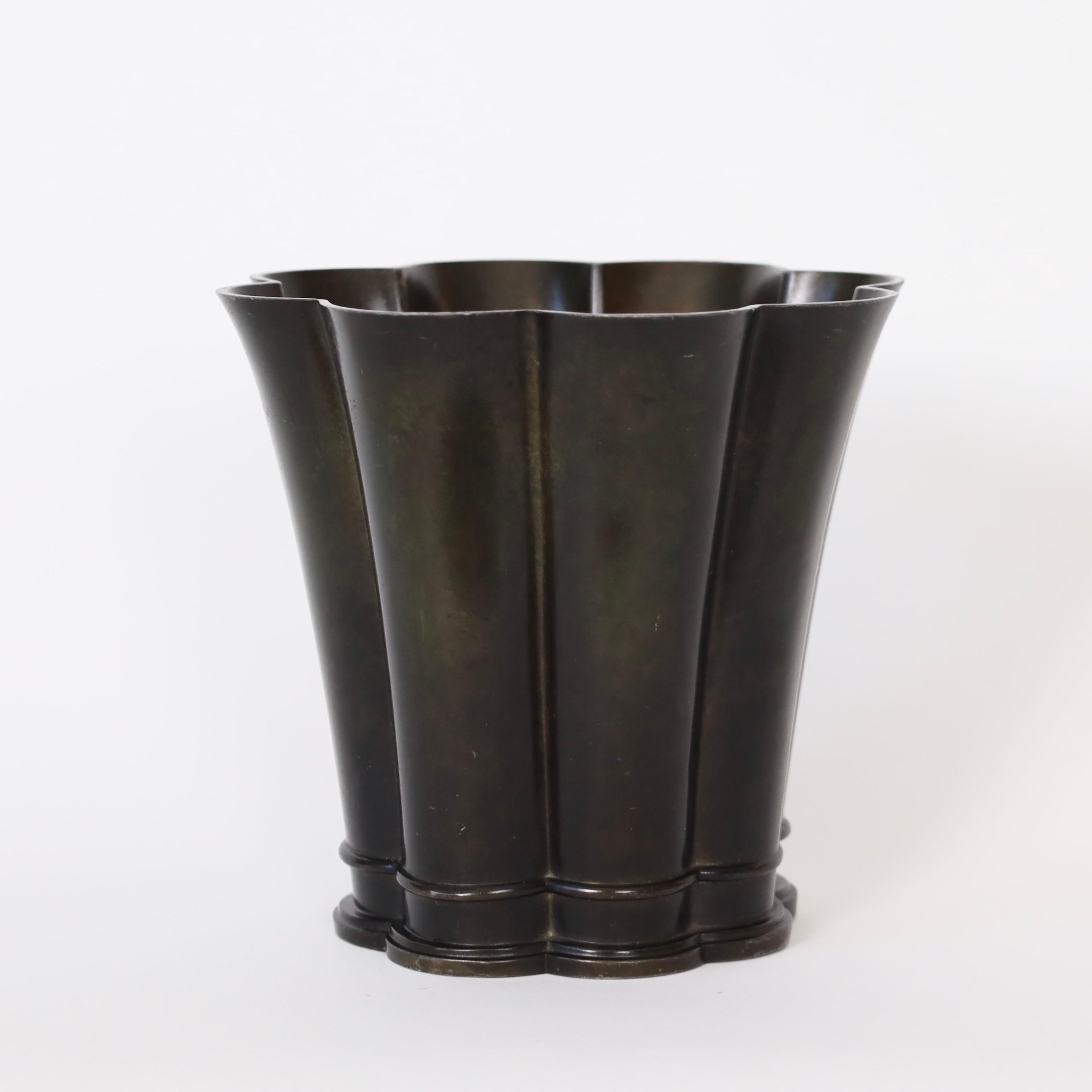 Métal Grand vase Art déco de Just Andersen, années 1940, Danemark en vente