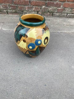 Large Art Deco Vase in Enamelled Terracotta circa 1920/1930