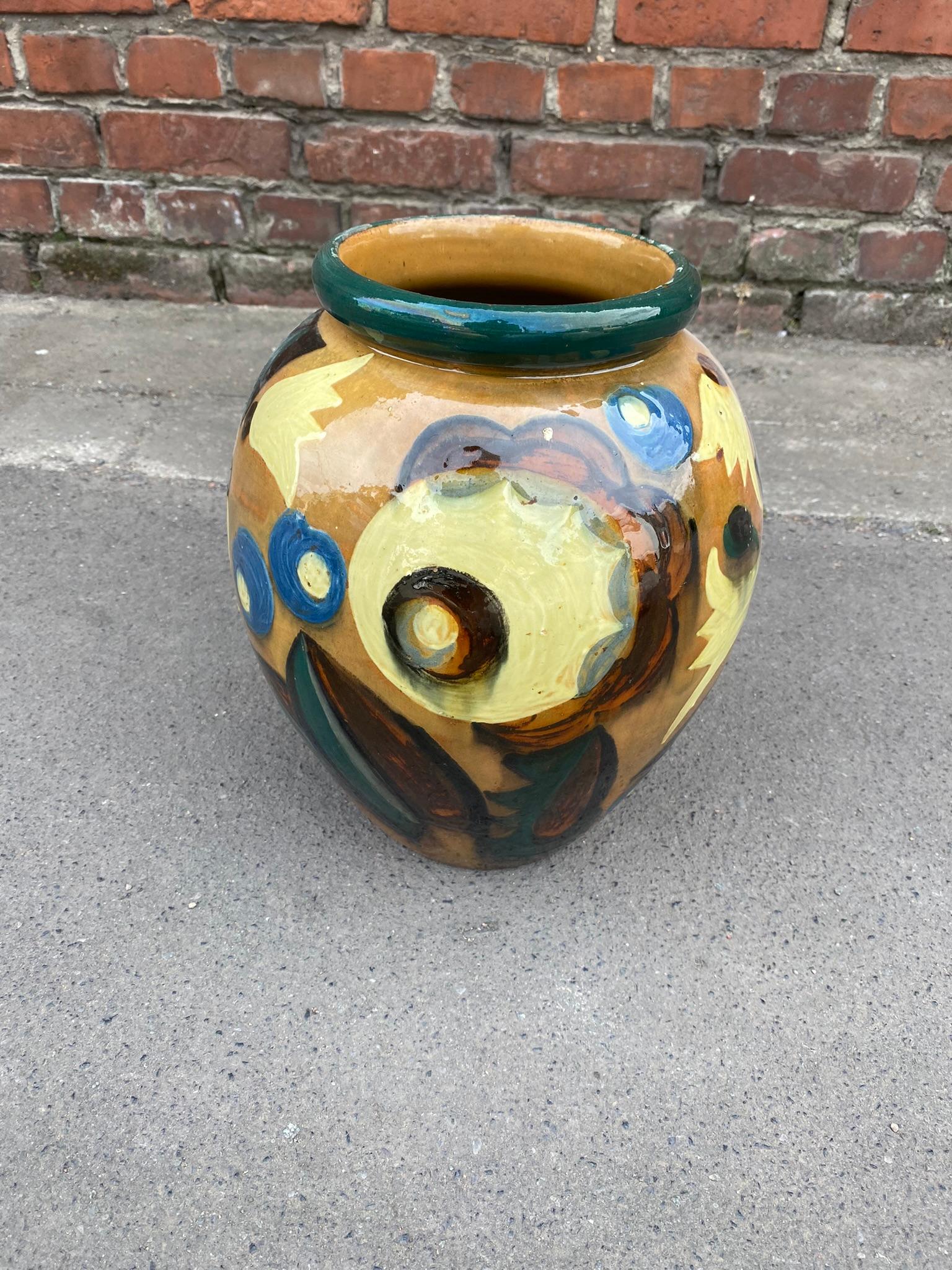 Early 20th Century Large Art Deco Vase in Enamelled Terracotta circa 1920/1930  For Sale