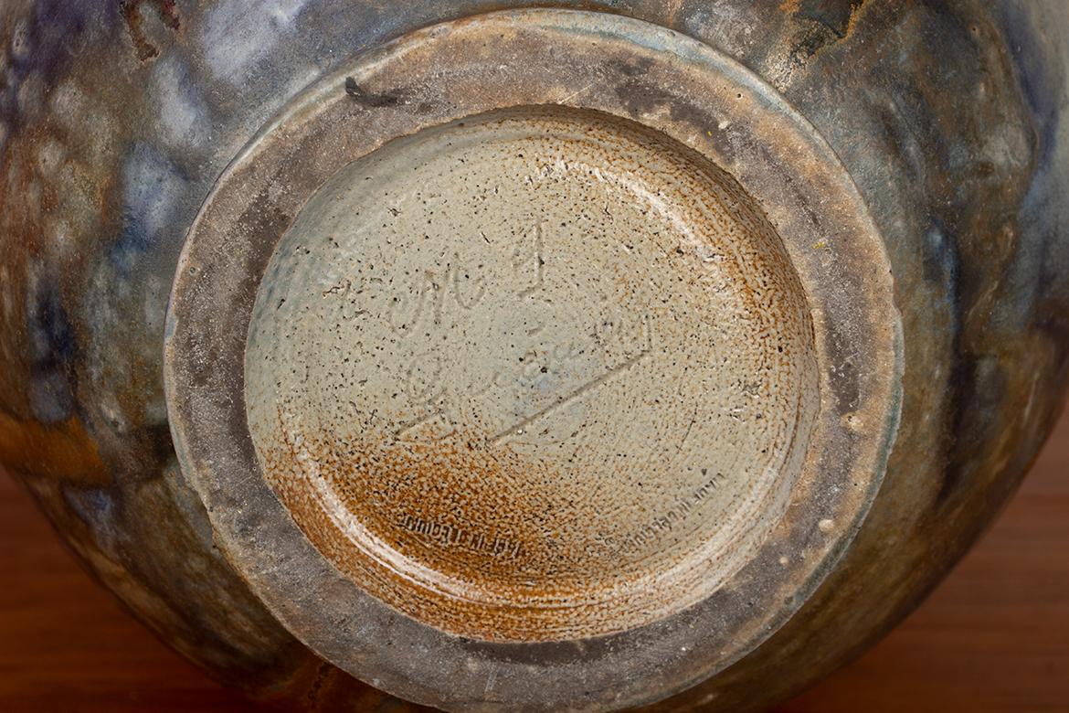 Grande vaso Art Déco, in gres smaltato e blu iridescente, Roger Guérin, 1930 in vendita 5