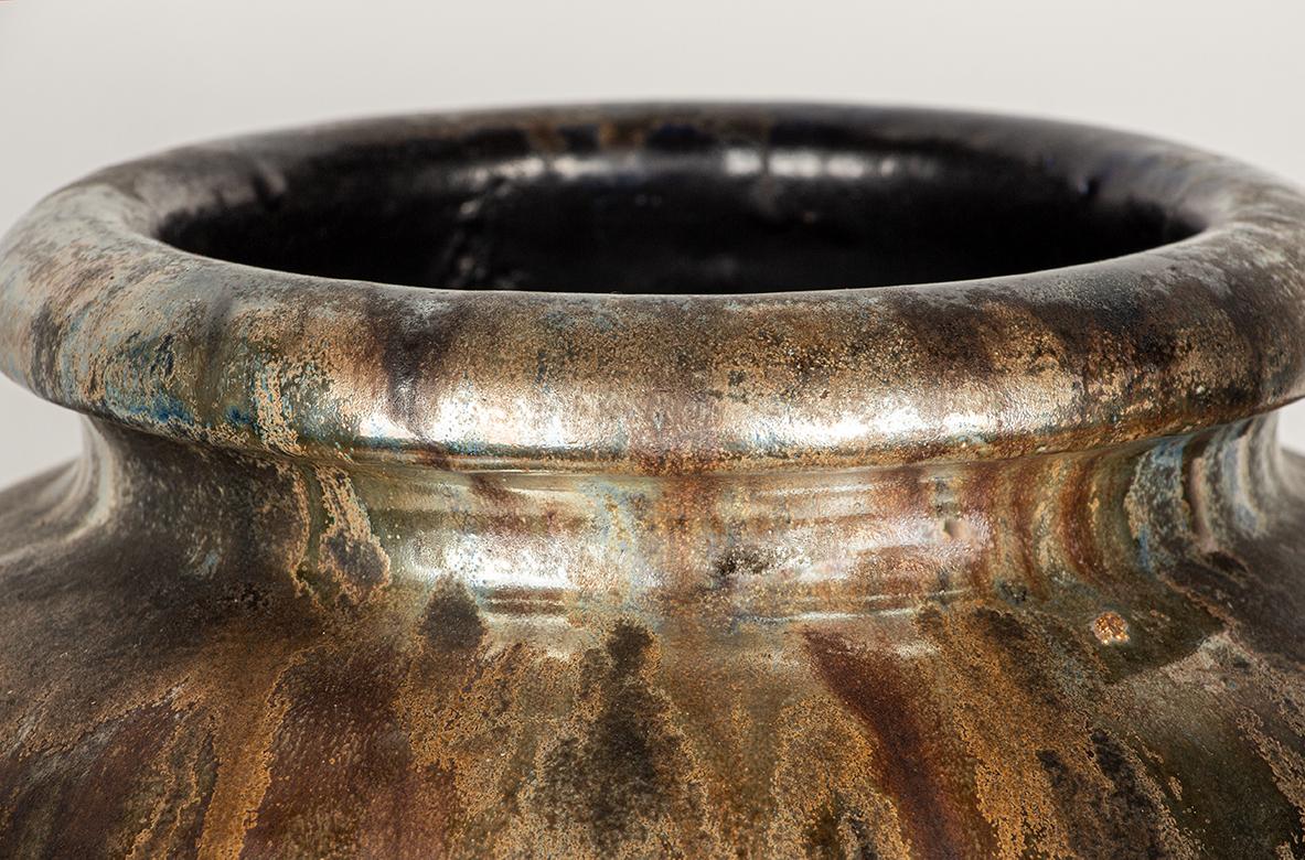 Grande vaso Art Déco, in gres smaltato e blu iridescente, Roger Guérin, 1930 in vendita 2