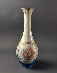 Large Art Deco Vase In Limoges Porcelain, Signed Lucien Michelaud