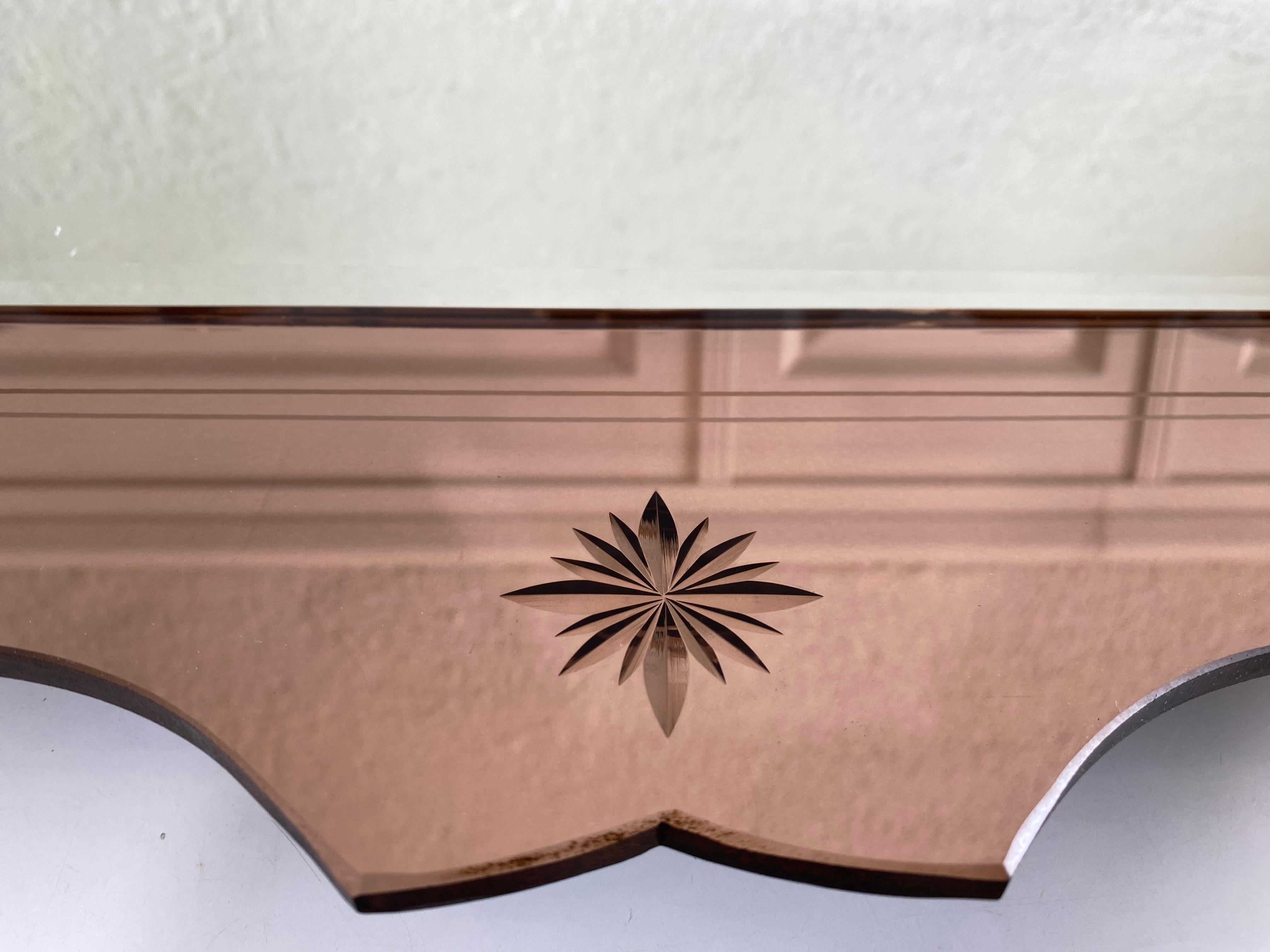 Large Art Deco Wall Mirror in Rose Gold, Italy 1920's In Good Condition For Sale In Cork, IE
