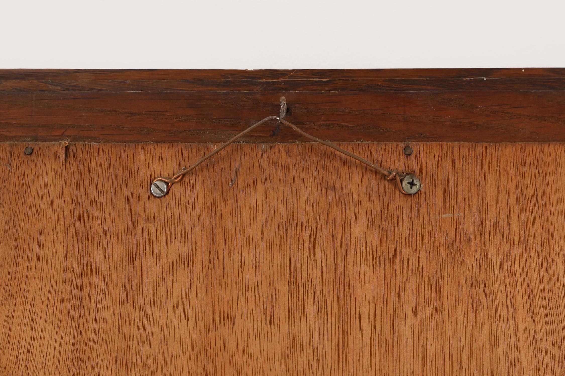 Large Art Deco wall mirror with solid oak frame, Belgium 1930s 3