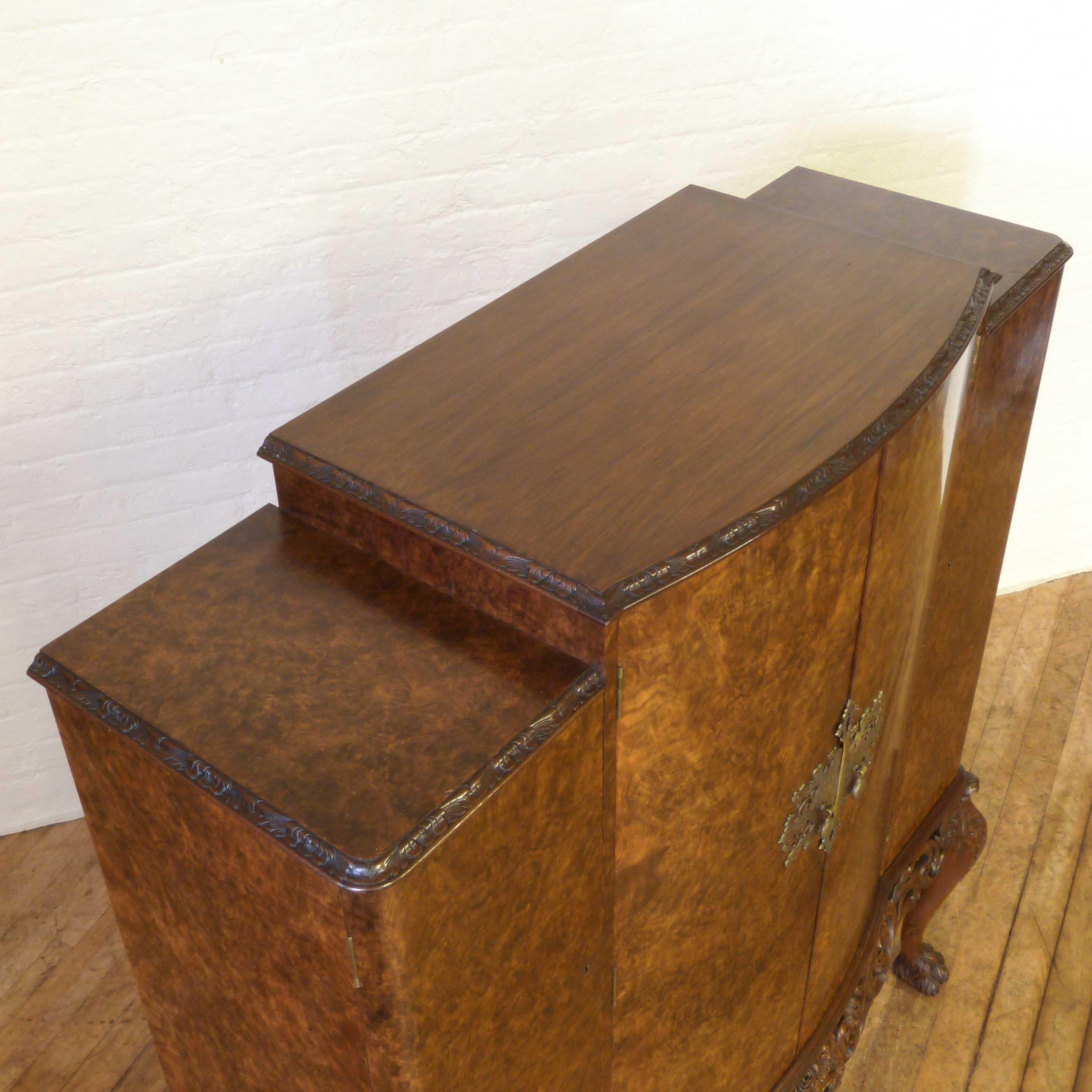 Large Art Deco Walnut Cocktail Cabinet For Sale 10