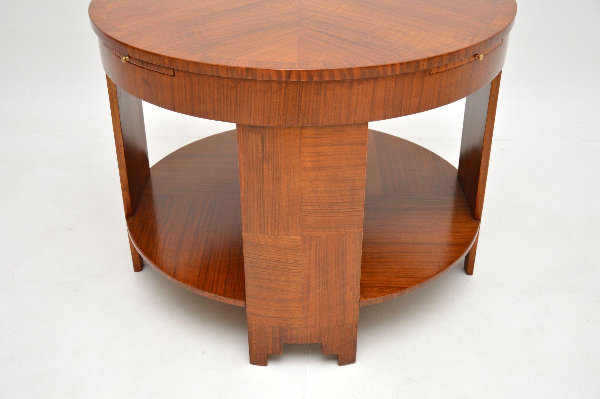 Large Art Deco Walnut Coffee Table For Sale 5